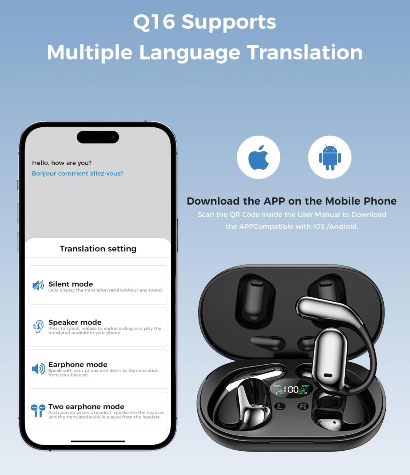 (MSRP $49.99) 3‑in‑1 AI Translator Earbuds – 150 Real‑Time & 10 Offline
