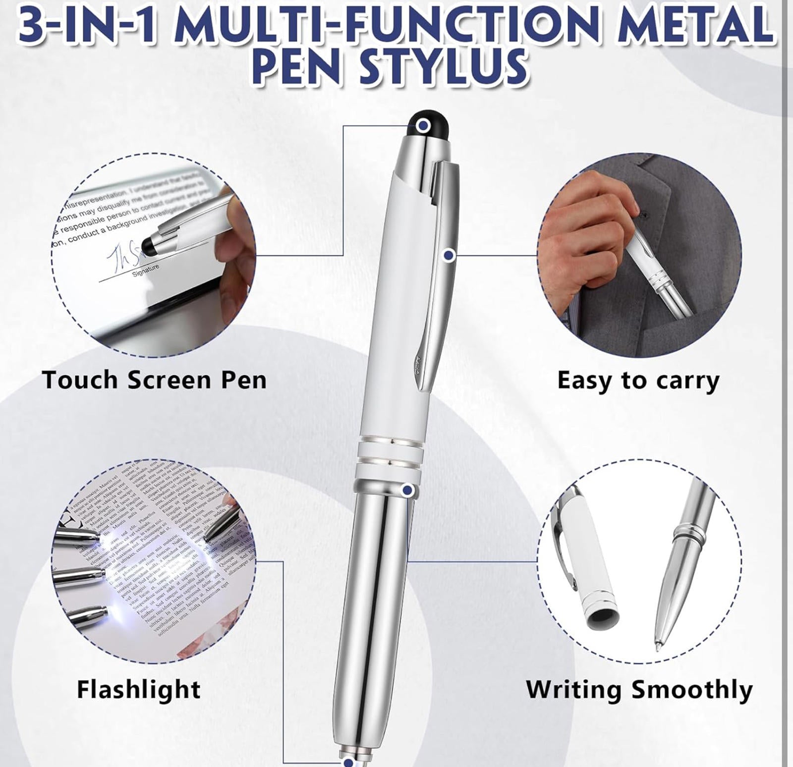 (MSRP $21.99) Zonon 15-Pack LED Ballpoint Pens with Stylus Tip & Flashlight