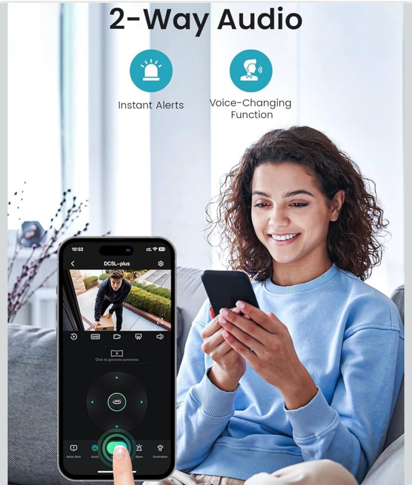 (MSRP $49.99) DEKCO 2K Outdoor PTZ WiFi Security Camera –Full‑Color Night Vision