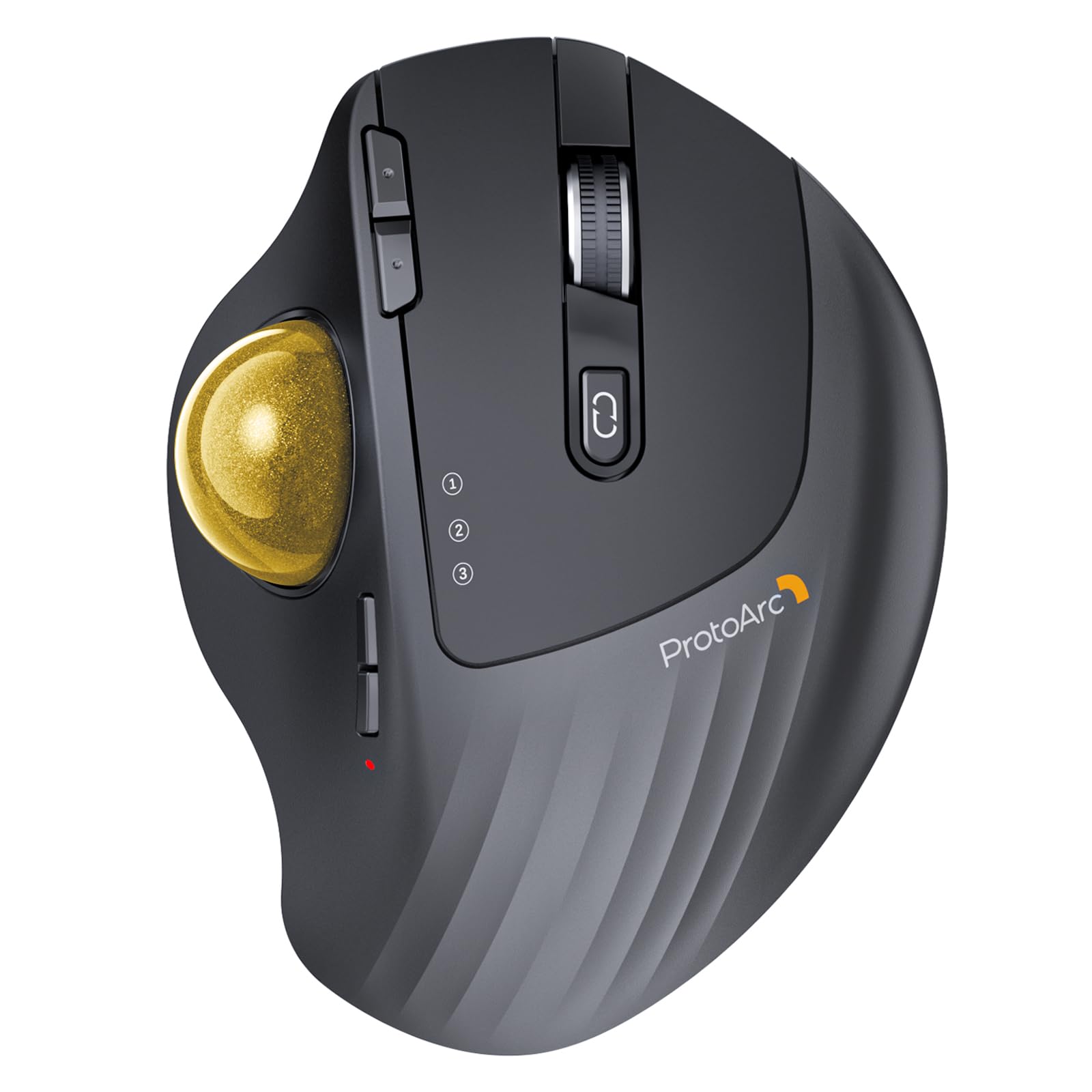 ProtoArc Wireless Trackball Mouse, EM01 NL Ergonomic Bluetooth Rollerball Thumb Rechargeable Computer Laptop Mouse, Adjustable Angle & 3 Device Connection for PC, Mac, Windows-Gray Ball
