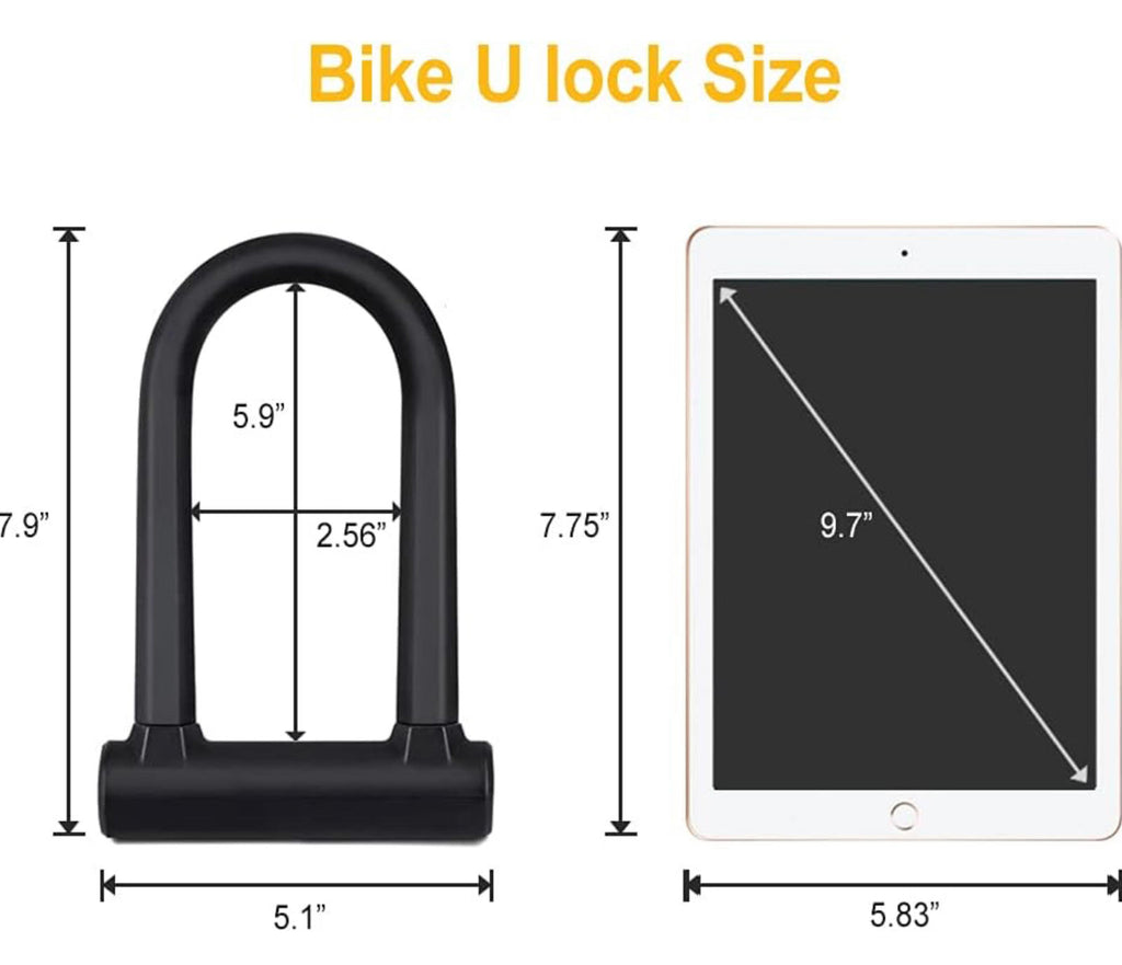 (NEW MSRP $29.99)  Heavy‑Duty Bike U‑Lock with 4′ Flex Cable & Mounting Bracket