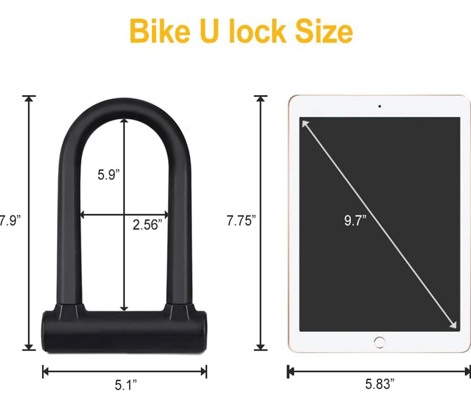 (NEW MSRP $29.99)  Heavy‑Duty Bike U‑Lock with 4′ Flex Cable & Mounting Bracket
