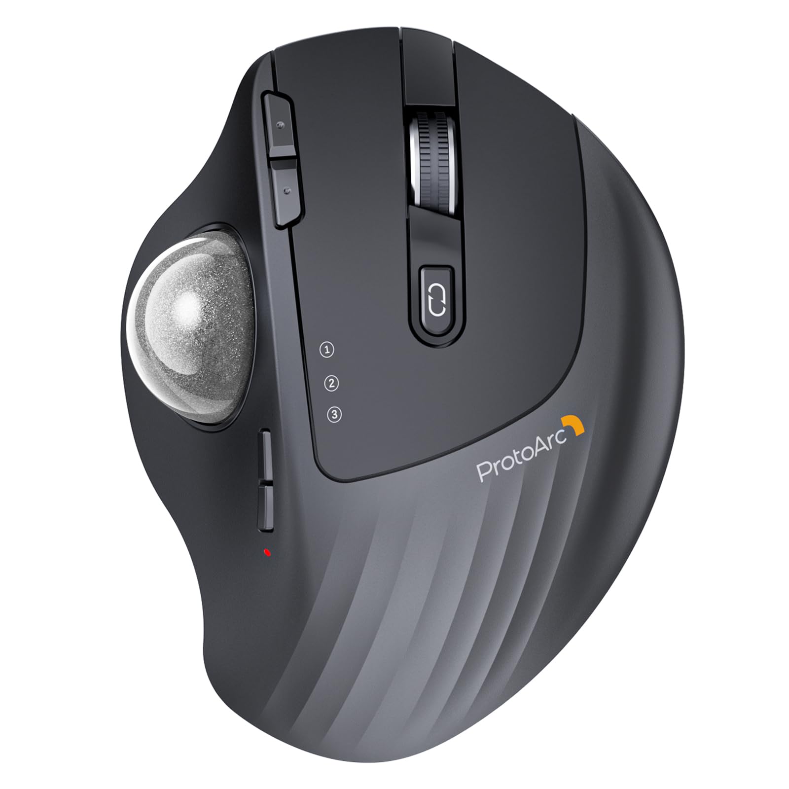 ProtoArc Wireless Trackball Mouse, EM01 NL Ergonomic Bluetooth Rollerball Thumb Rechargeable Computer Laptop Mouse, Adjustable Angle & 3 Device Connection for PC, Mac, Windows-Gray Ball