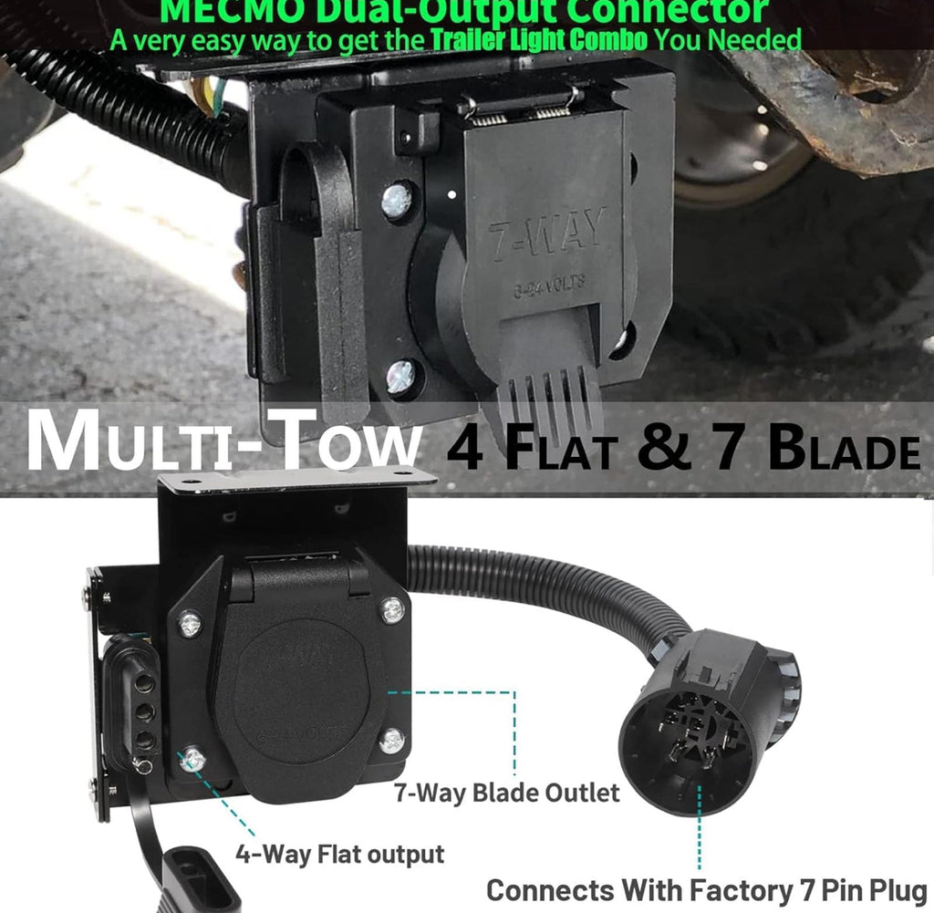 (MSRP $39.99) MECMO 7-Way to 4-Way Trailer Adapter – Dual Output, USCAR Plug 🌟