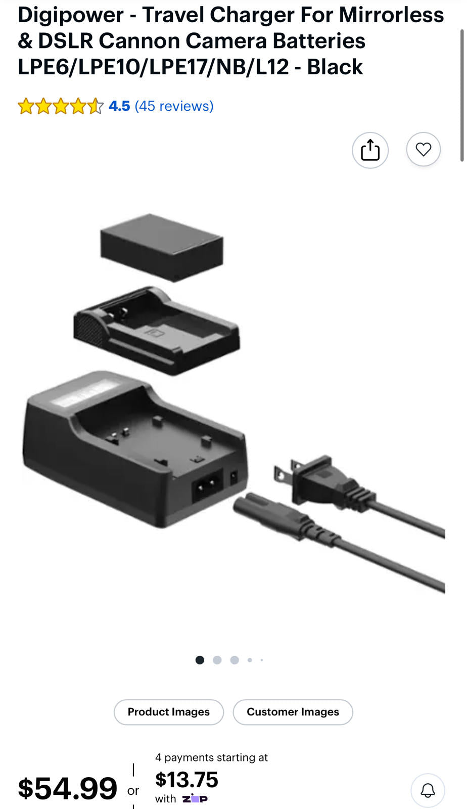 (MSRP $54.99) Digipower Travel Charger for Canon DSLR & Mirrorless Batteries