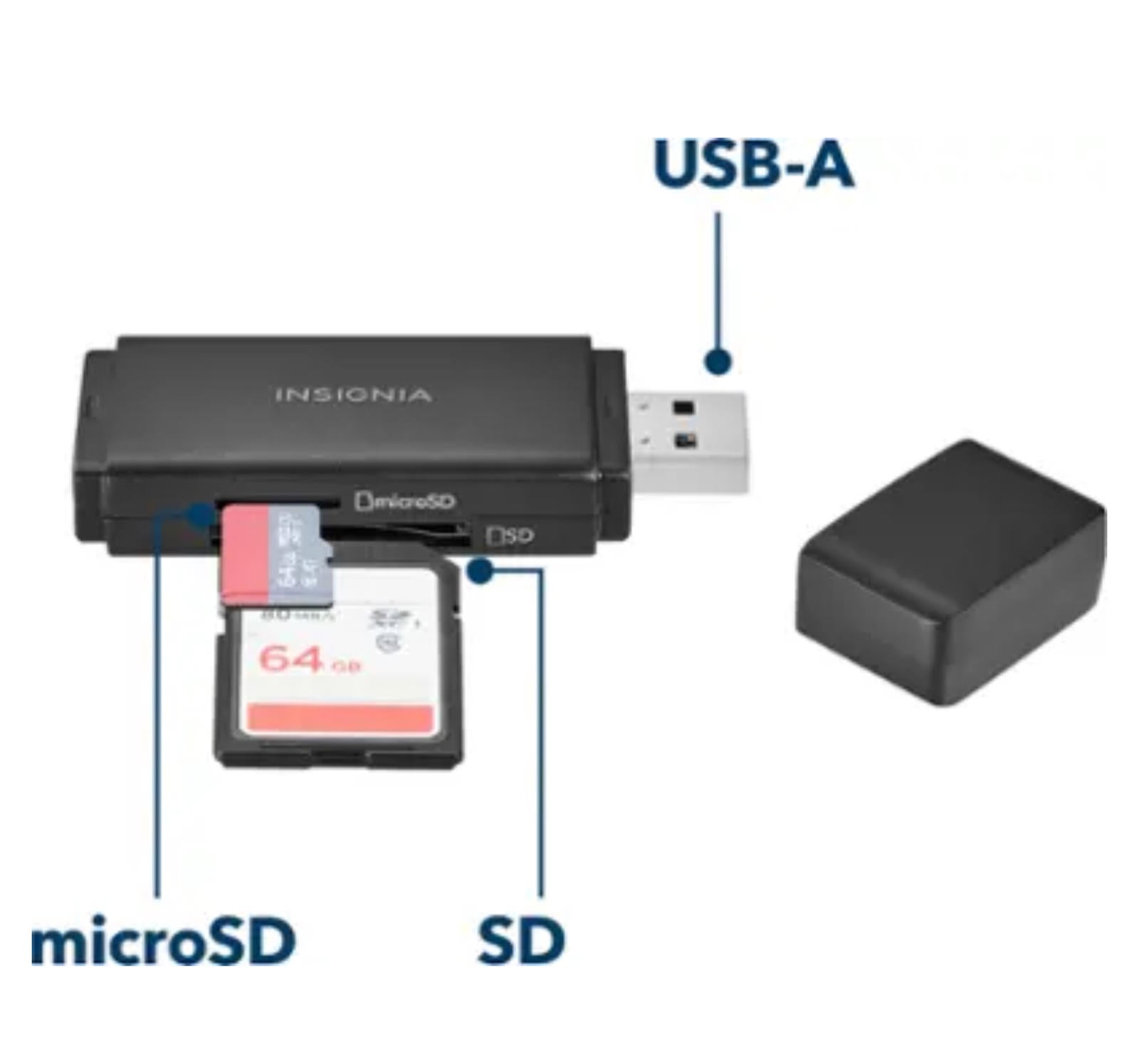 (MSRP $17.99) Insignia USB 3.0 SD + microSD Memory Card Reader — Fast, Compact