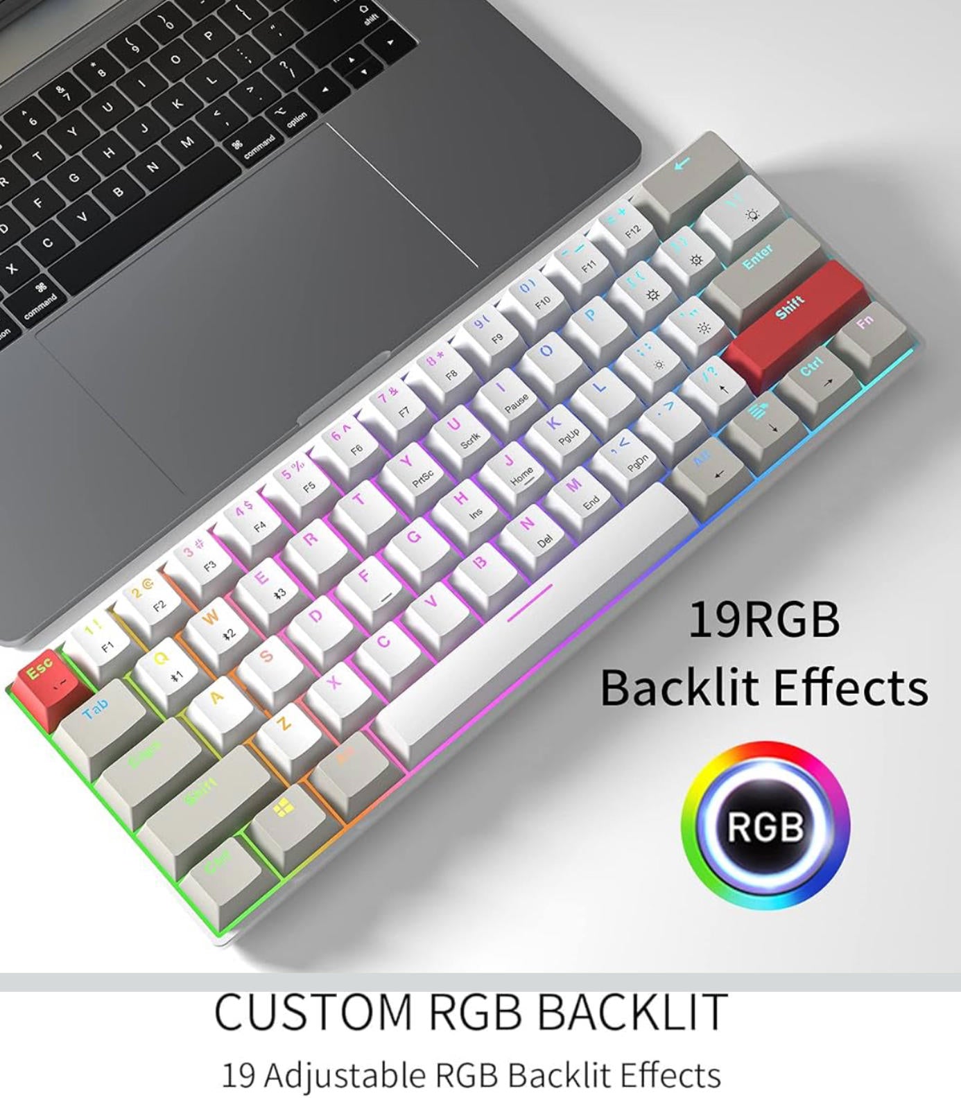 (MSRP $49.99) Newmen GM610 60% Wireless Mechanical Keyboard – RGB, Hot-Swappable