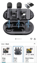 (NEW MSRP $29.95) 2-Pack Wireless Lavalier Mics w/Charging Case-iPhone & Android