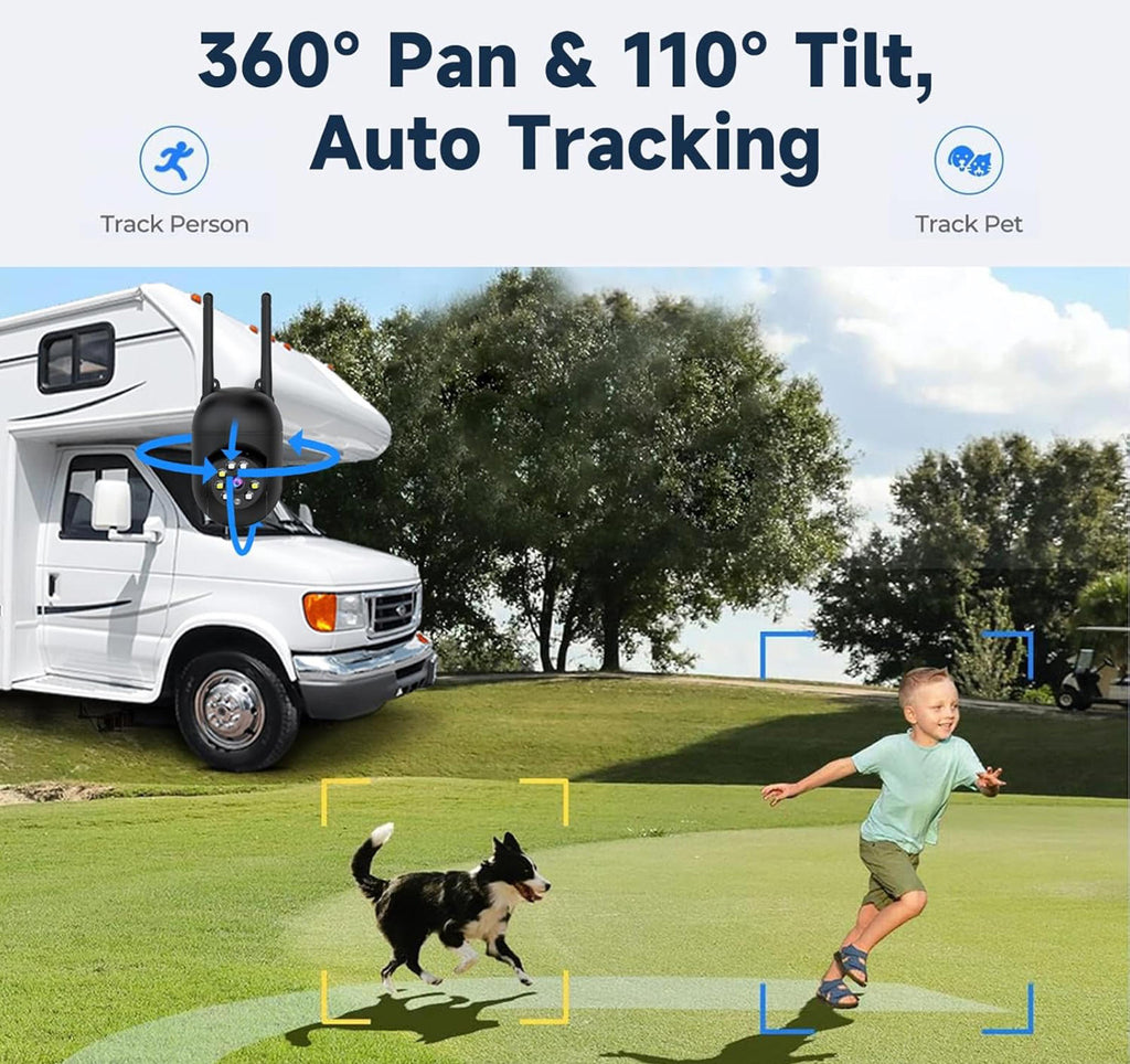 (MSRP $39.99) 2K Outdoor PTZ Security Camera, Motion Tracking & 2-Way Audio