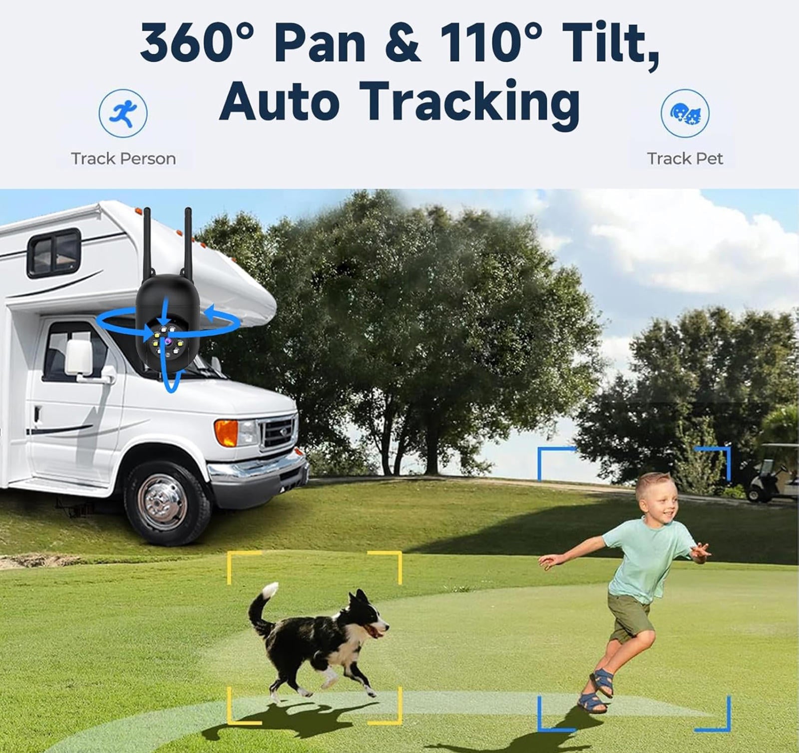 (MSRP $39.99) 2K Outdoor PTZ Security Camera, Motion Tracking & 2-Way Audio