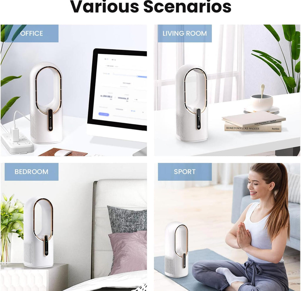 (MSRP $42.99) KONSIDEN 11.8” Bladeless Desk Fan – Quiet, 3 Speeds, Touch Control