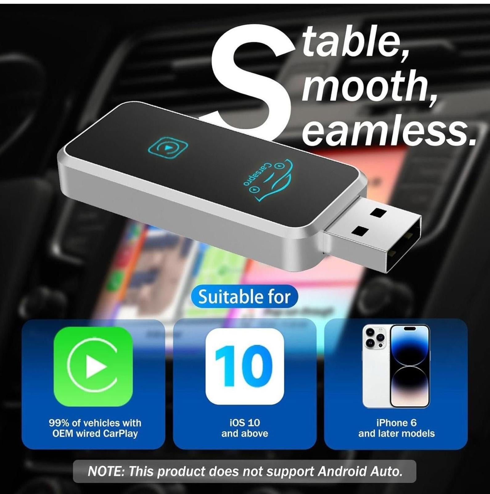 (MSRP $24.99) P8000 CarPlay Adapter: converts Wired CarPlay to Wireless