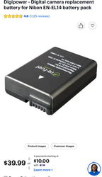 (MSRP $39.99) Digipower Nikon EN-EL14 Replacement Battery for Your Nikon Camera