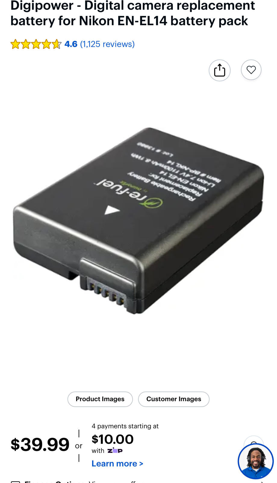 (MSRP $39.99) Digipower Nikon EN-EL14 Replacement Battery for Your Nikon Camera