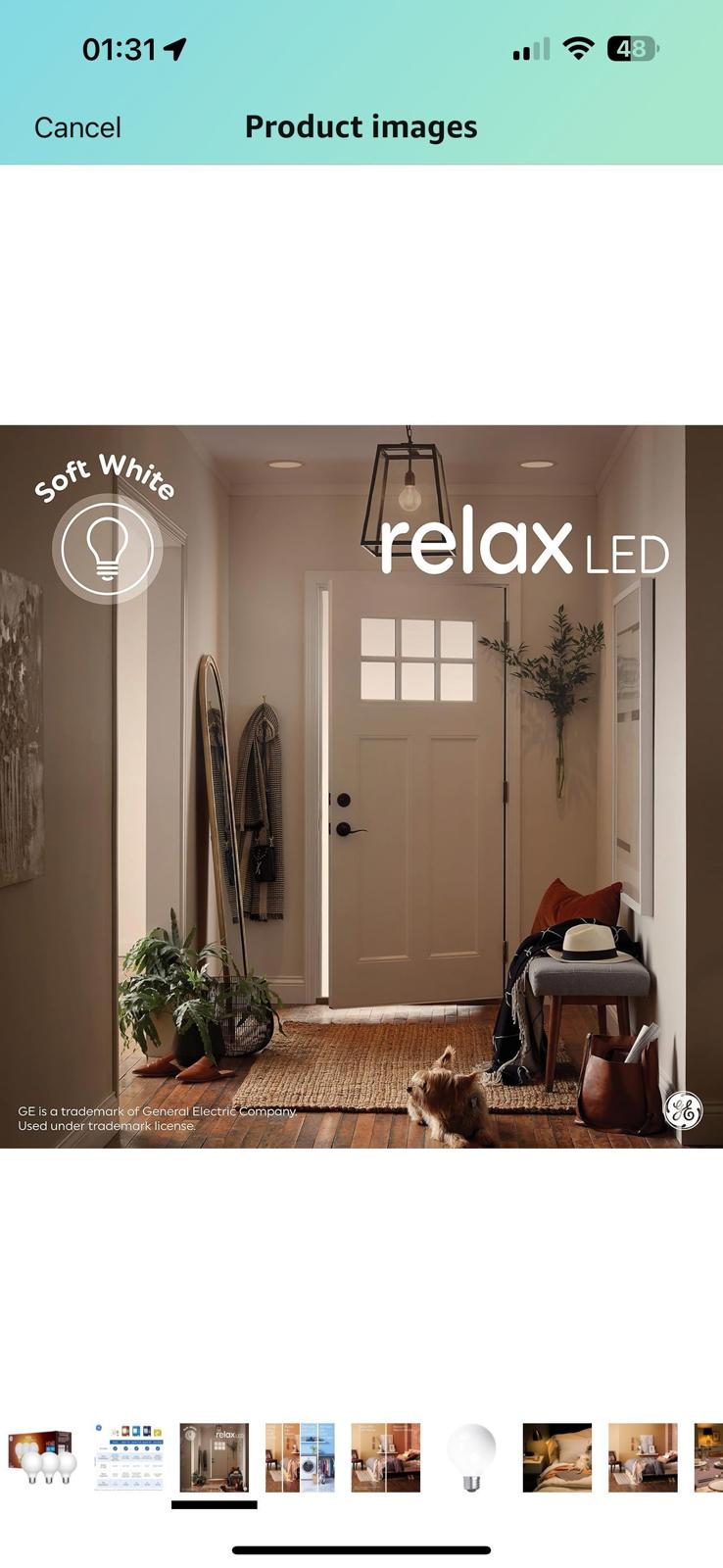 (MSRP $18.99) GE Relax HD Soft White 60W Frosted G25 LED Light Bulbs, 3-Pack