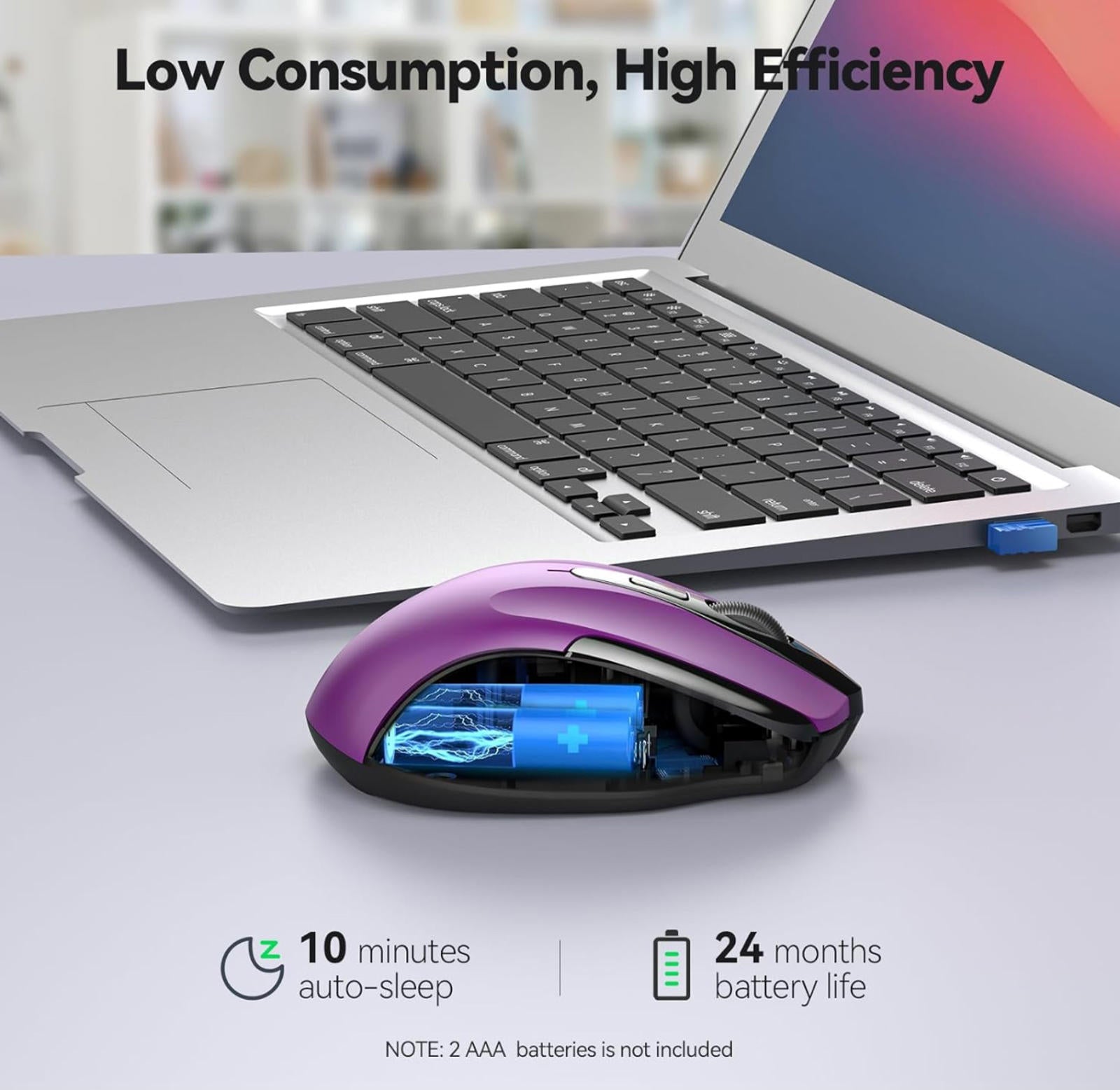 (MSRP $16.98) TECKNET Ergonomic Wireless Mouse – 2.4 GHz, 2600 DPI, 6 Buttons