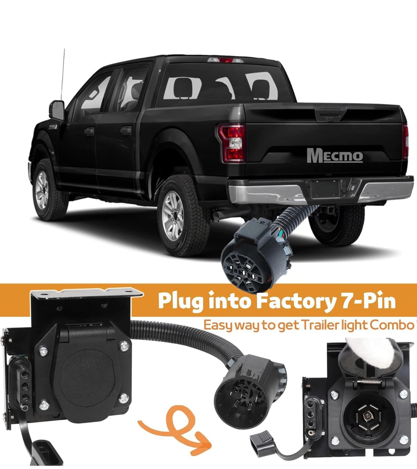 (MSRP $39.99) MECMO 7-Way to 4-Way Trailer Adapter – Dual Output, USCAR Plug 🌟