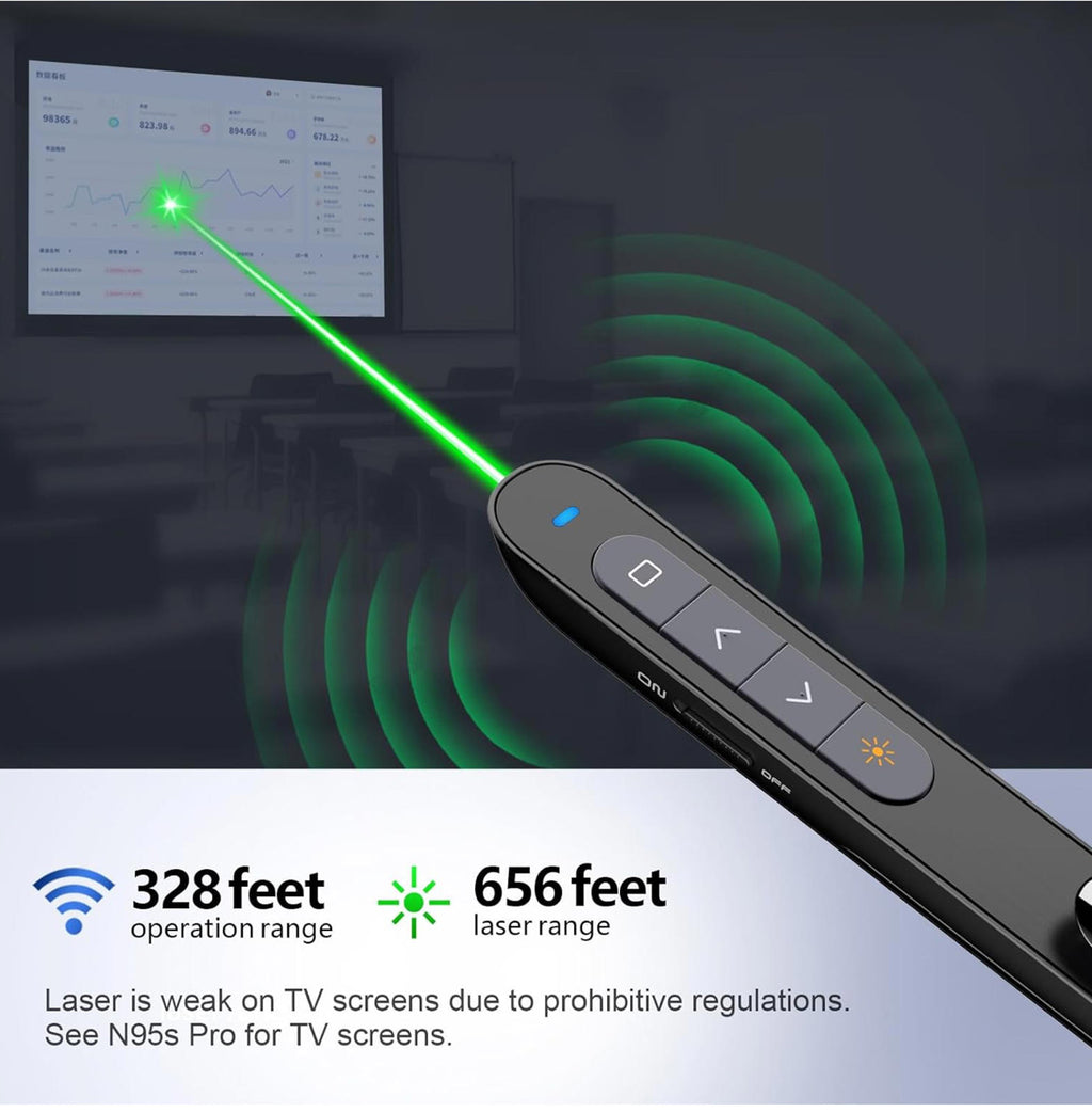 (MSRP $29.99) NORWII N76 Wireless Presenter w/ Green Laser & 330 ft Range