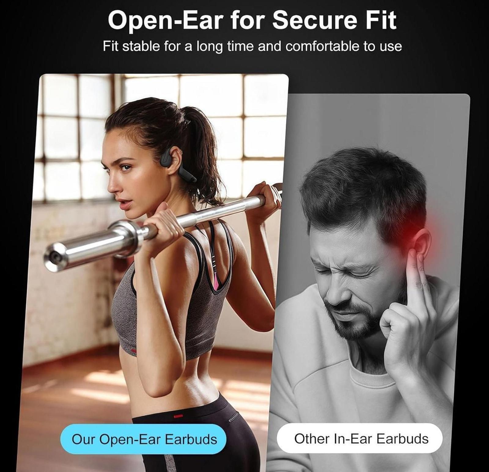 (MSRP $49.99) Bone Conduction Bluetooth Headphones, IPX5 Waterproof, 8H Playtime