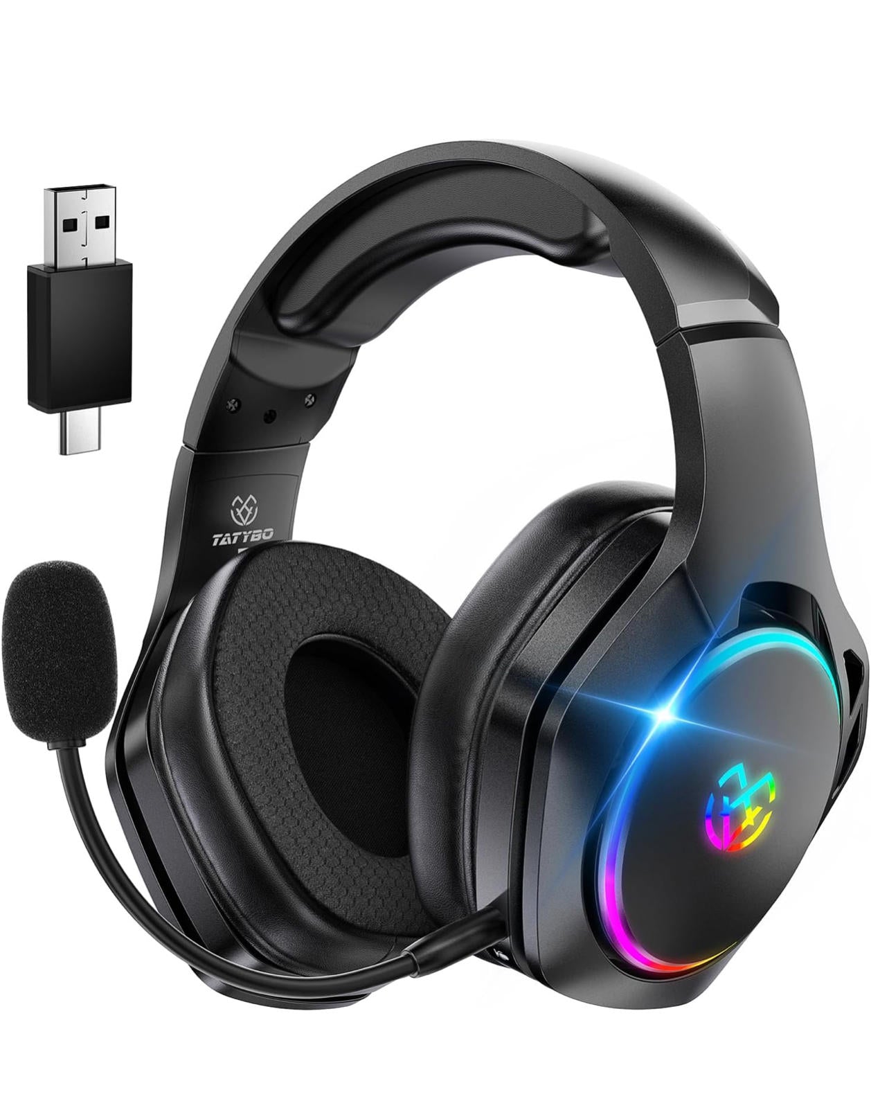 (MSRP $49.99) Tatybo WT01 Wireless Gaming Headset – 7.1 Surround, Dual Wireless
