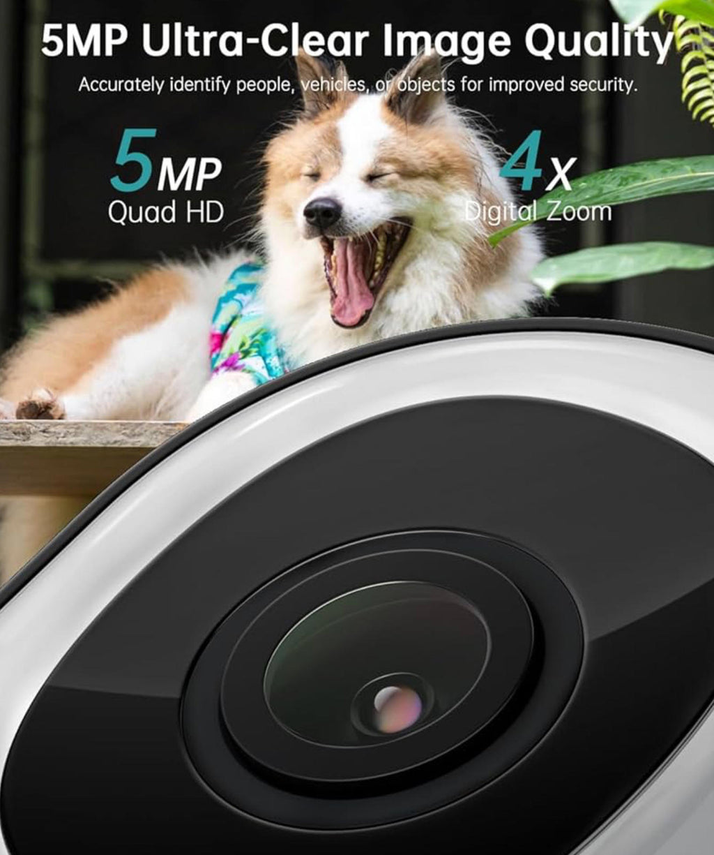 (MSRP $49.99) ZUMIMALL 5MP 5G Wired Security Camera – 360° PTZ, 24/7 Recording