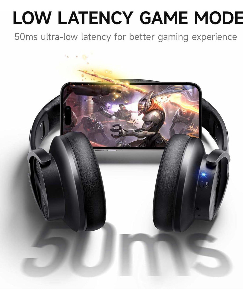 (NEW, MSRP 49.99) BT Headphones – 20H Playtime, 3 EQ Modes, Low Latency Over-Ear