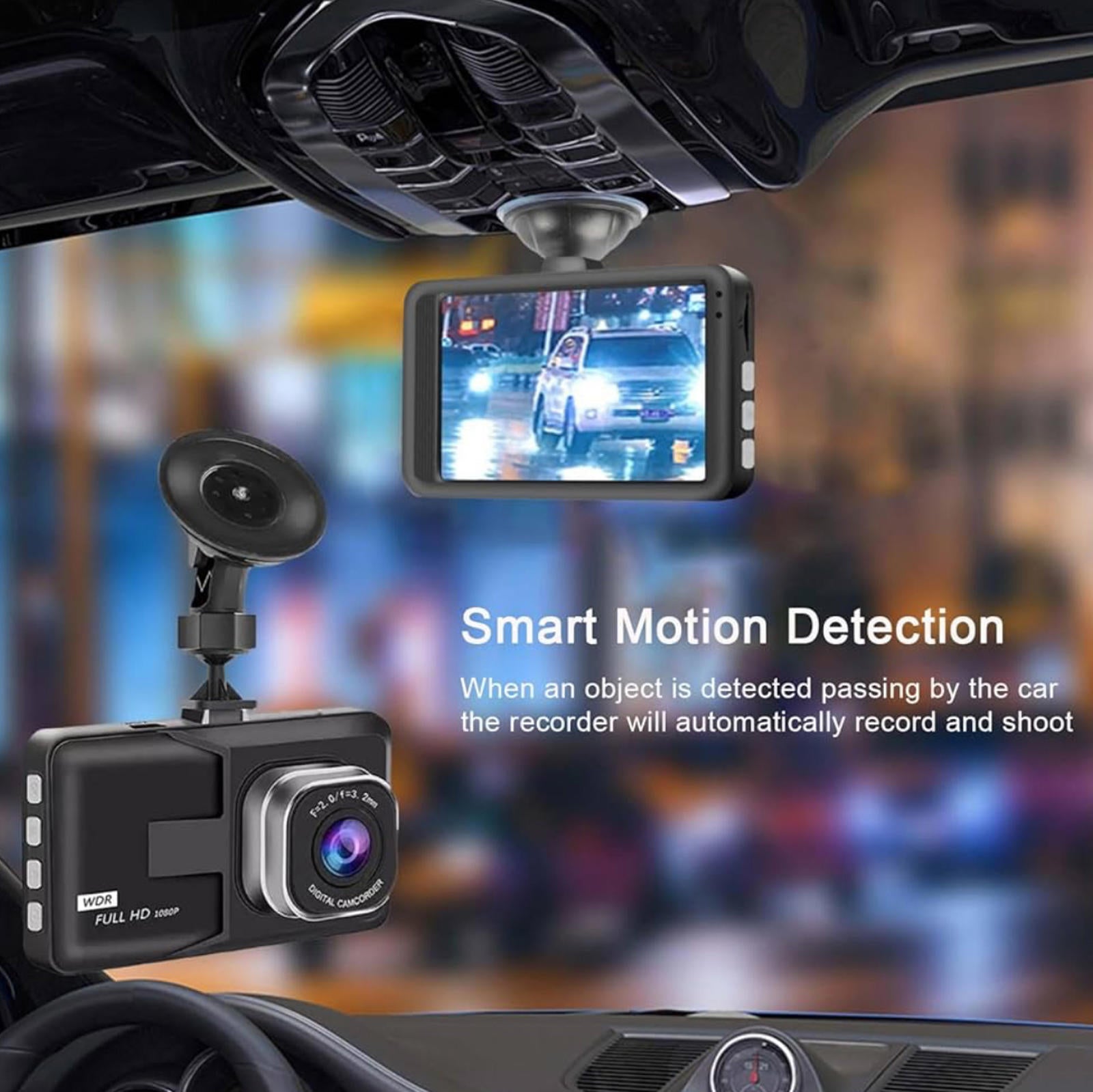 (MSRP $39.99) 3” 1080p Dash Cam 170° Wide Angle, Night Vision, G-Sensor, Loop Re