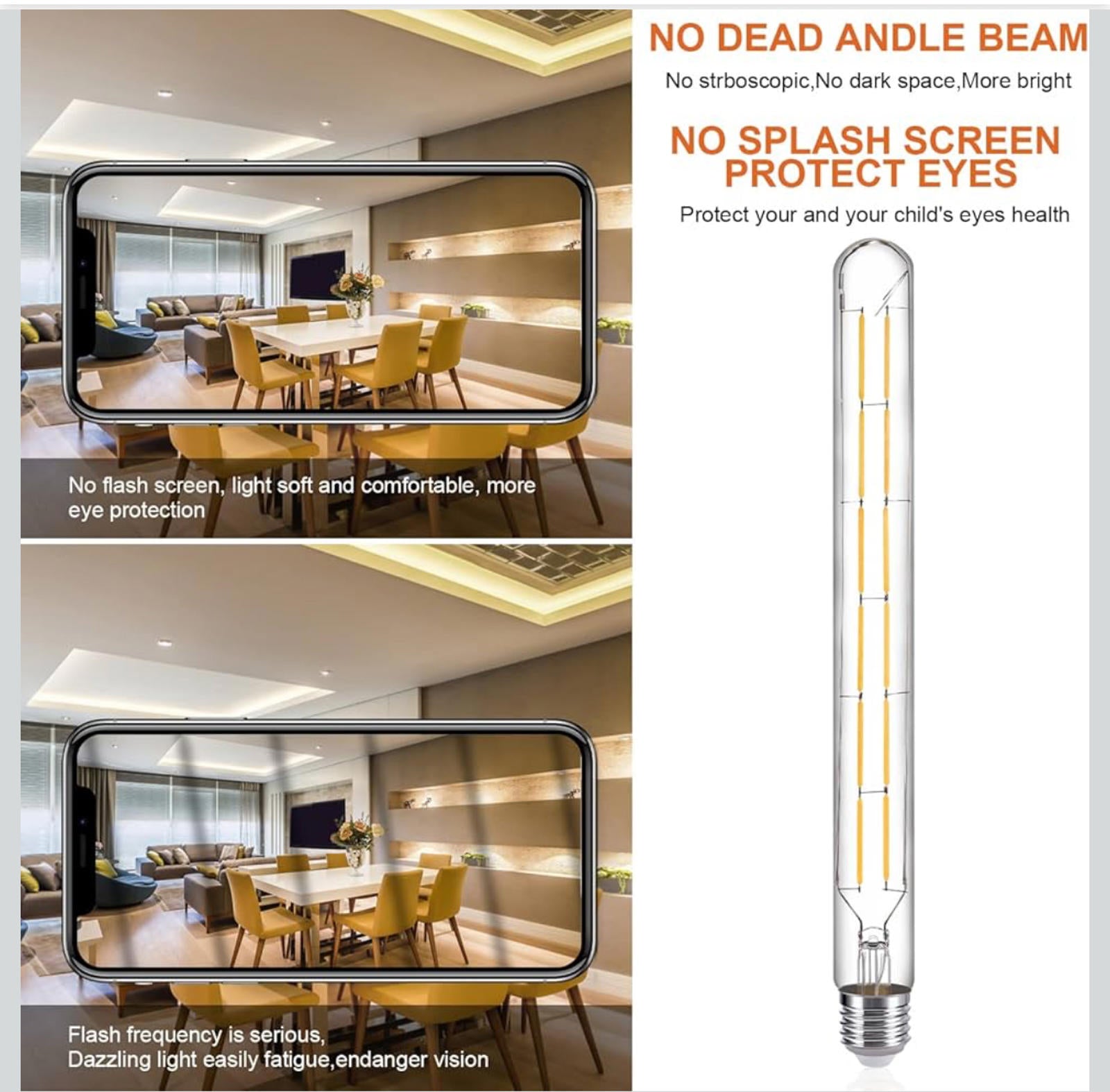 (MSRP $39.95) Pack of 6: 12W Edison-Style LED T10 Tubular Bulb – Dimmable E26