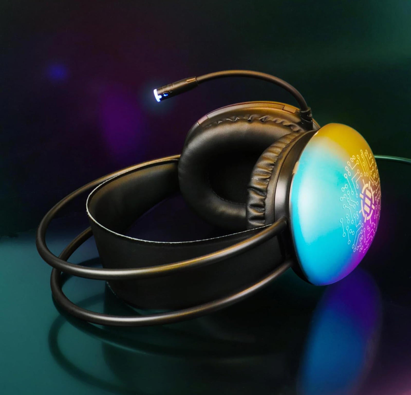 (MSRP $39.99) ENHANCE Voltaic 2 USB Gaming Headset – Stereo, Green Accent
