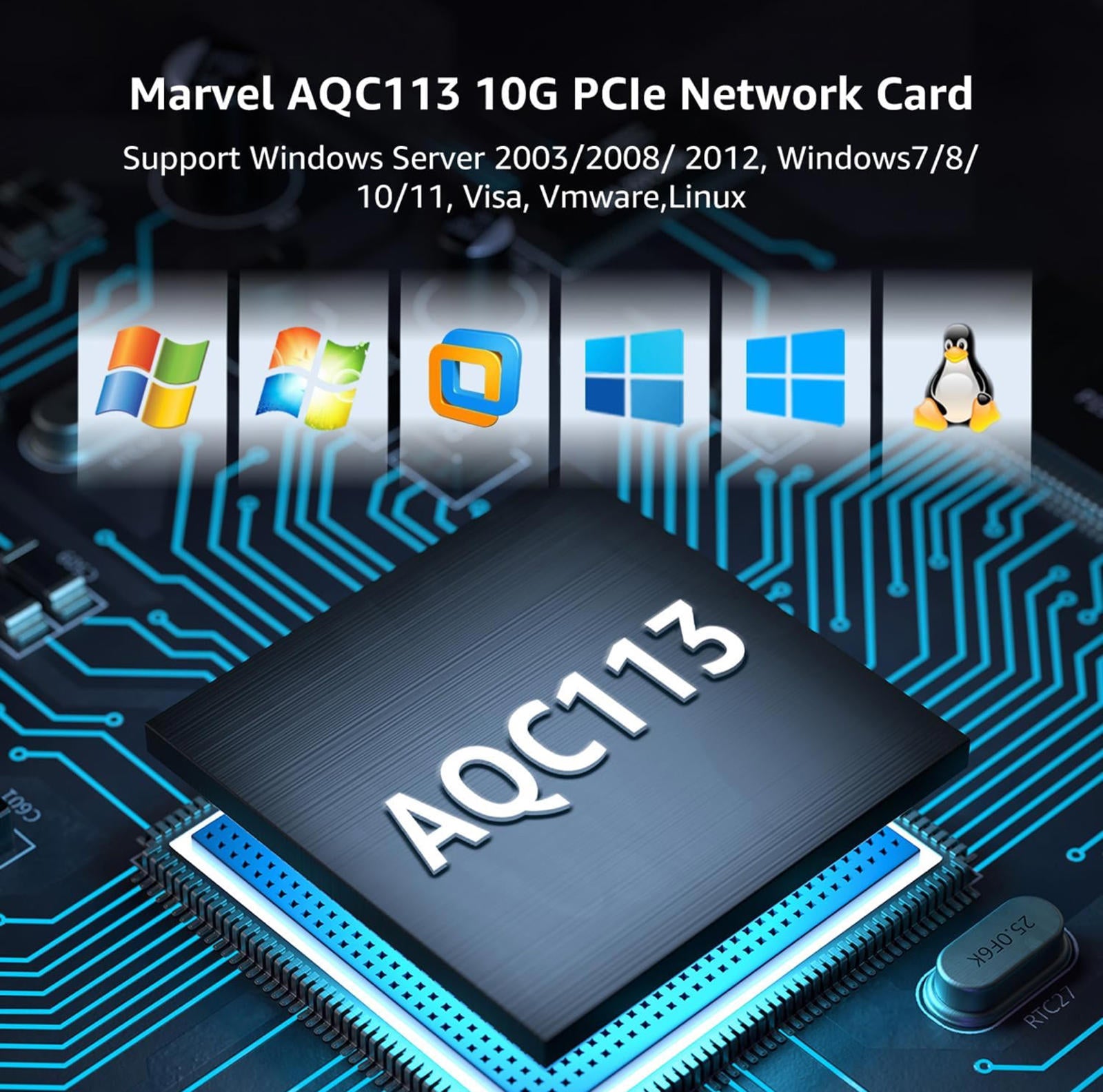 MSRP$89.99 NICGIGA 10G PCIe Network Card – Marvell AQC113, RJ45 Ethernet Adapter