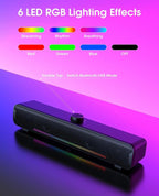 (MSRP $49.99) Bluetooth Dynamic RGB Soundbar, 16W Dual HiFi Stereo, USB-Powered