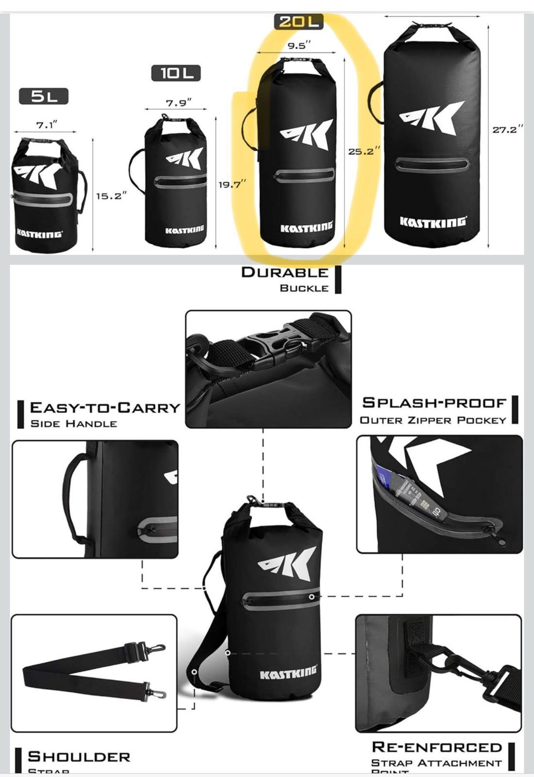 (NEW $30 MSRP) 100% waterproof KastKing Cyclone Dry Bag for Kayaking, hiking,etc