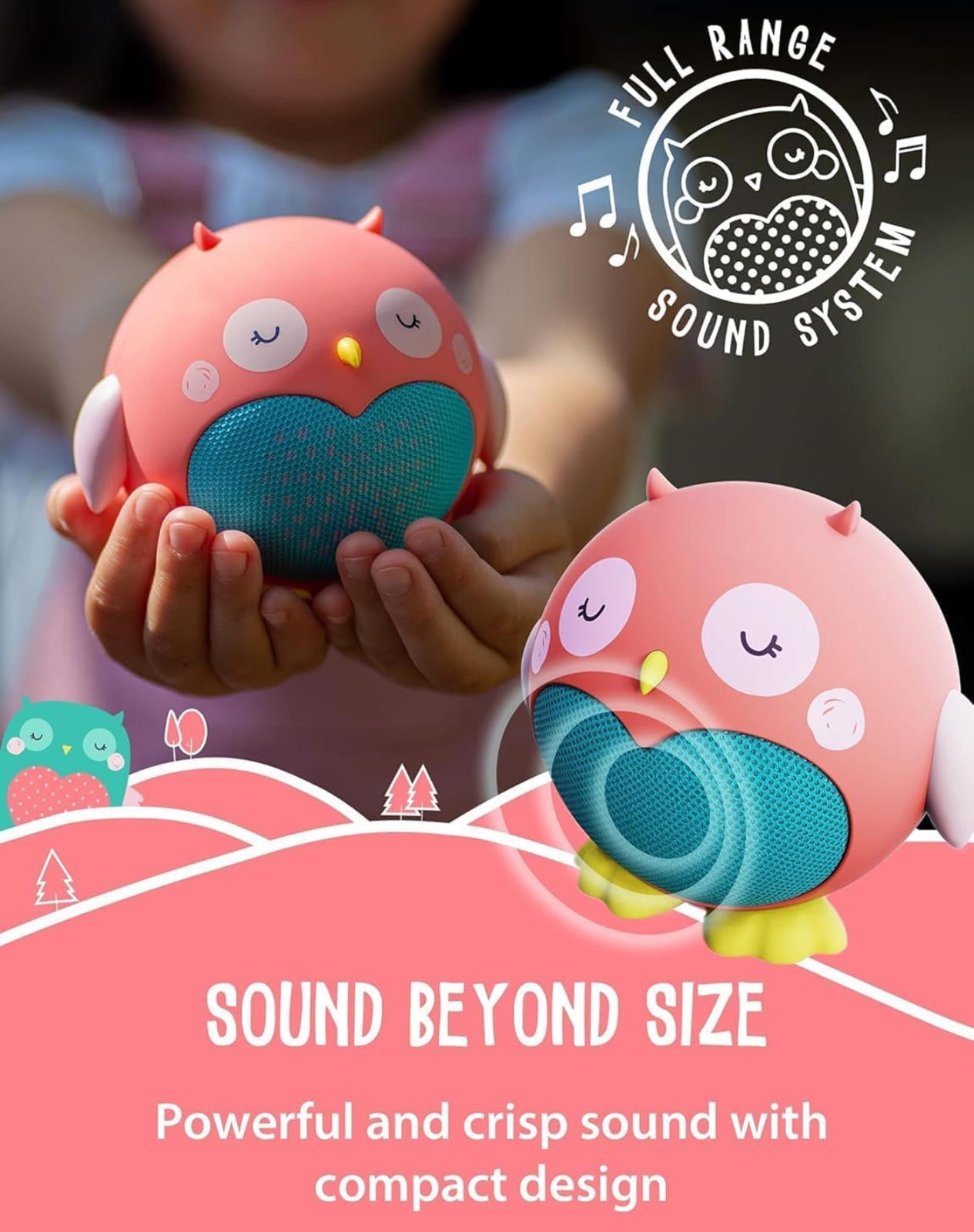 (NEW MSRP $24.99) Kids Bluetooth Owl Speaker w/ Mic, 60-Day Standby
