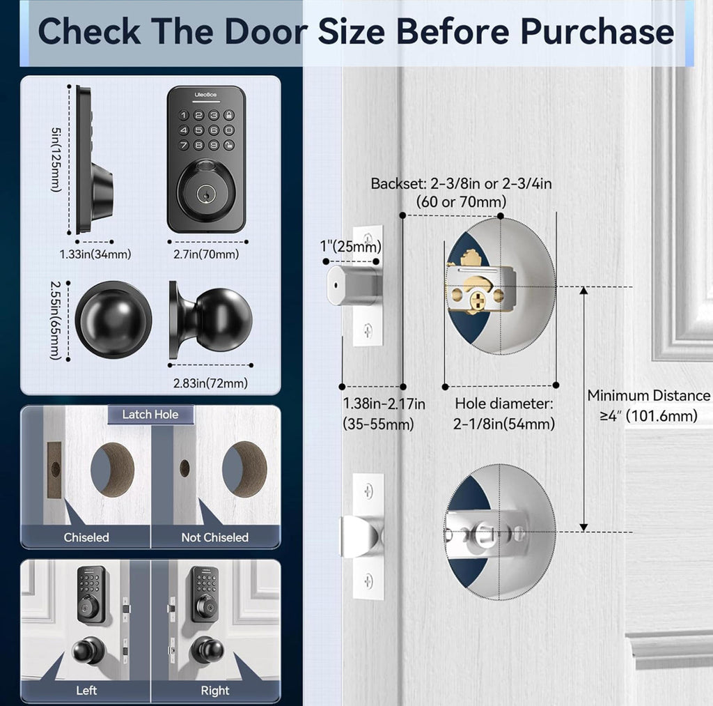 (NEW MSRP $69.99) Fingerprint Keypad Deadbolt with Handle Set, Keyless Door Lock