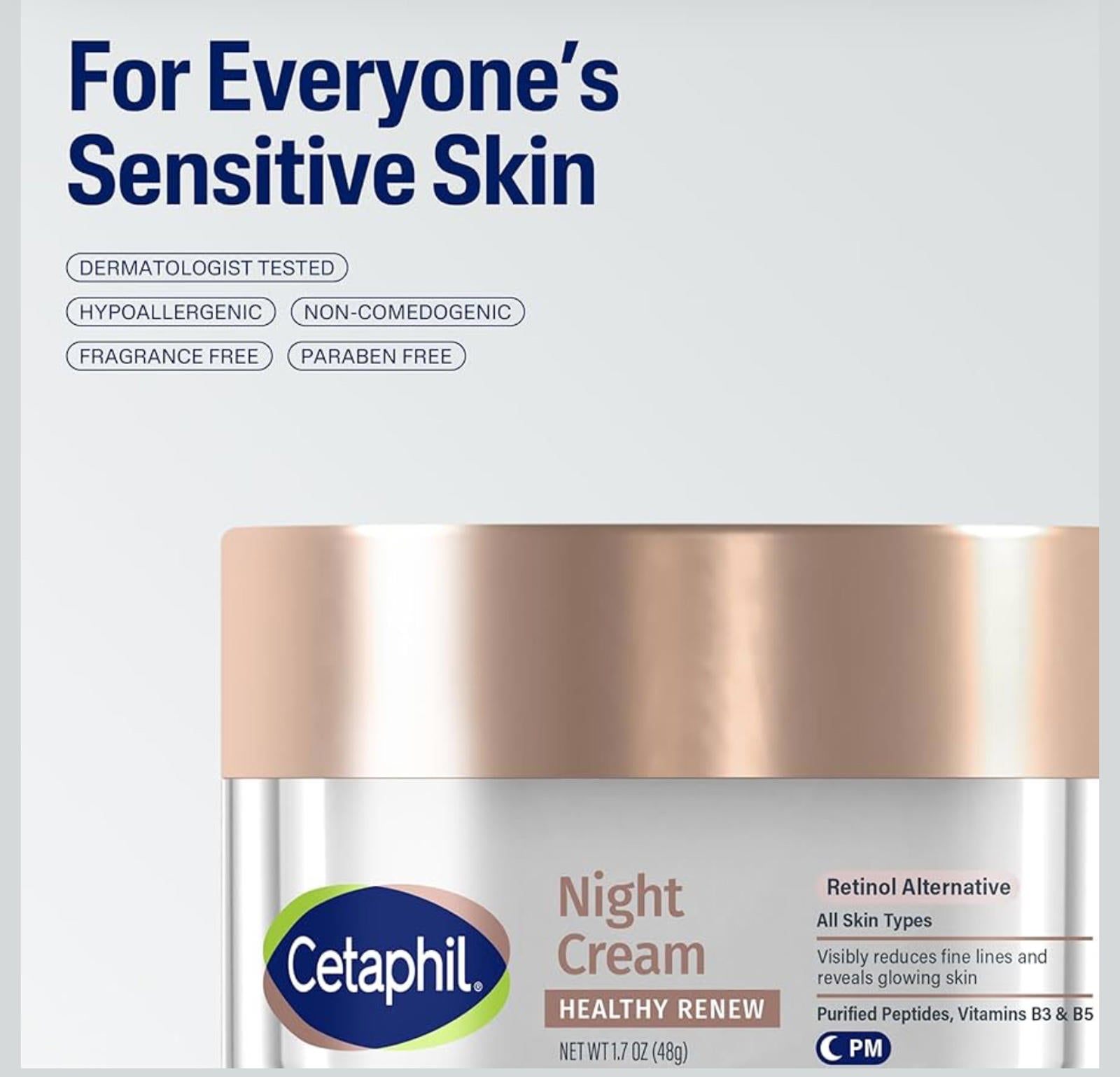 (MSRP $19.99) Cetaphil Healthy Renew Night Cream – Skin Tightening, Retinol Alt.