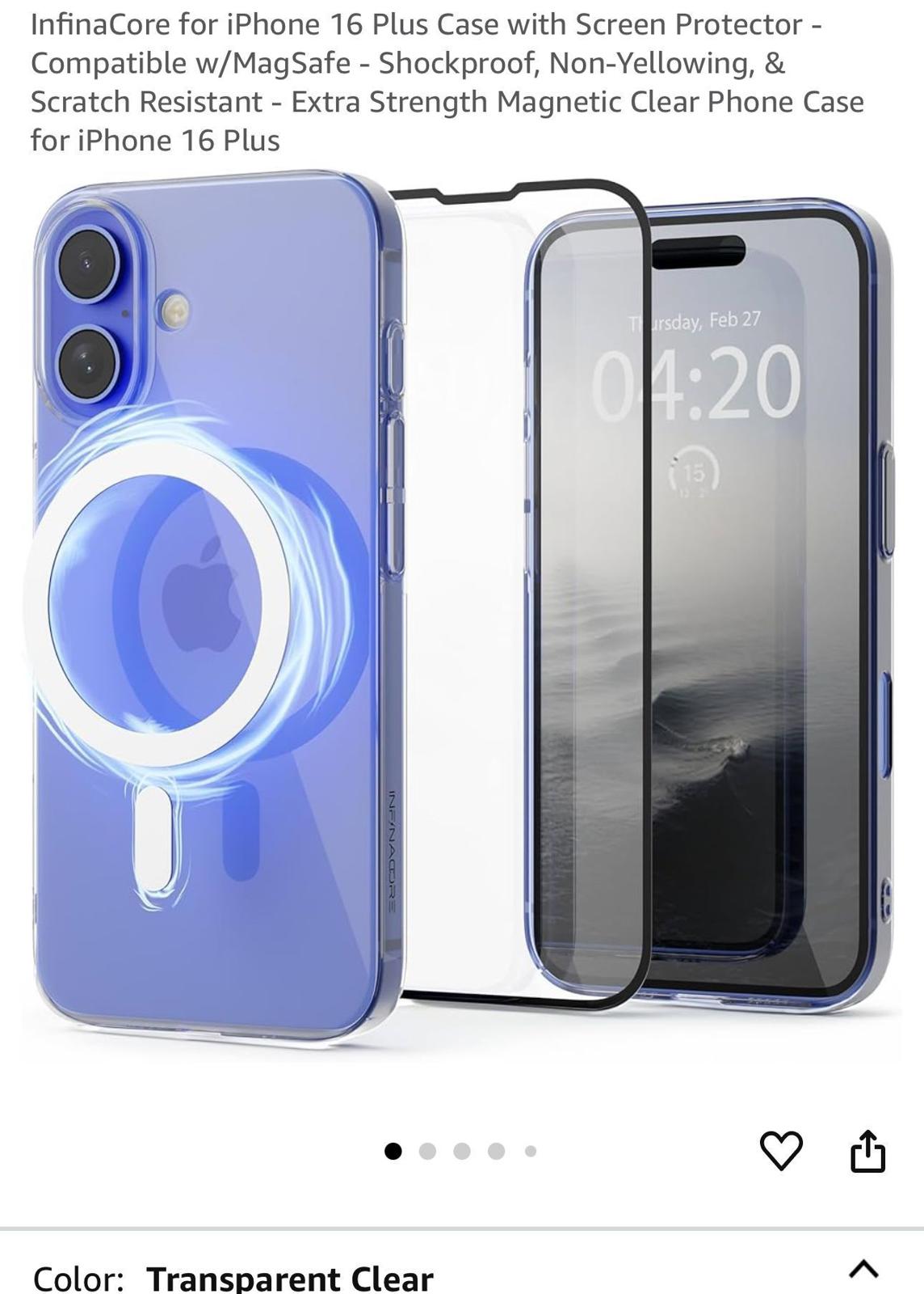 (NEW, MSRP $14.95) iPhone 16 PRO case (Transparent)