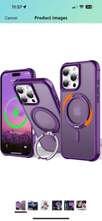 (New) Purple 360° Rotatable Magnetic Ring for iPhone 16 Pro Max Case, with Stand