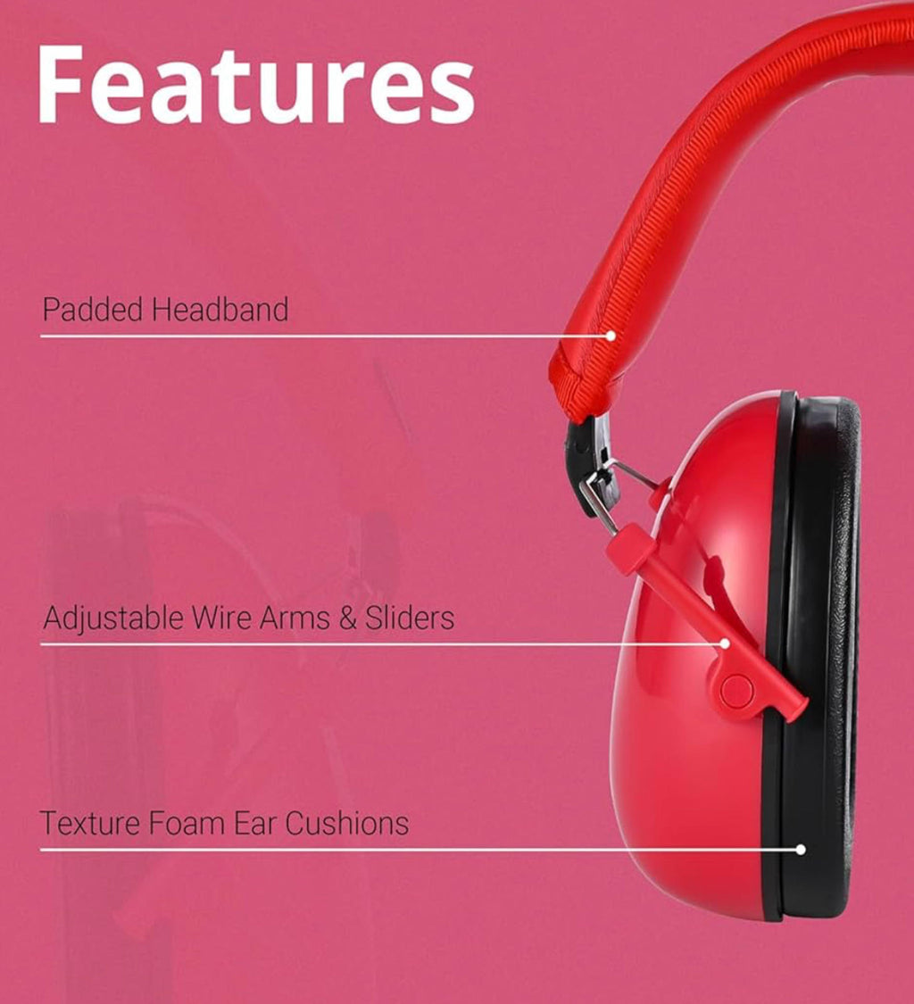 (MSRP $29.99) Kids Ear Protection Earmuffs – 23 dB Reduction, Red TacGuru 130