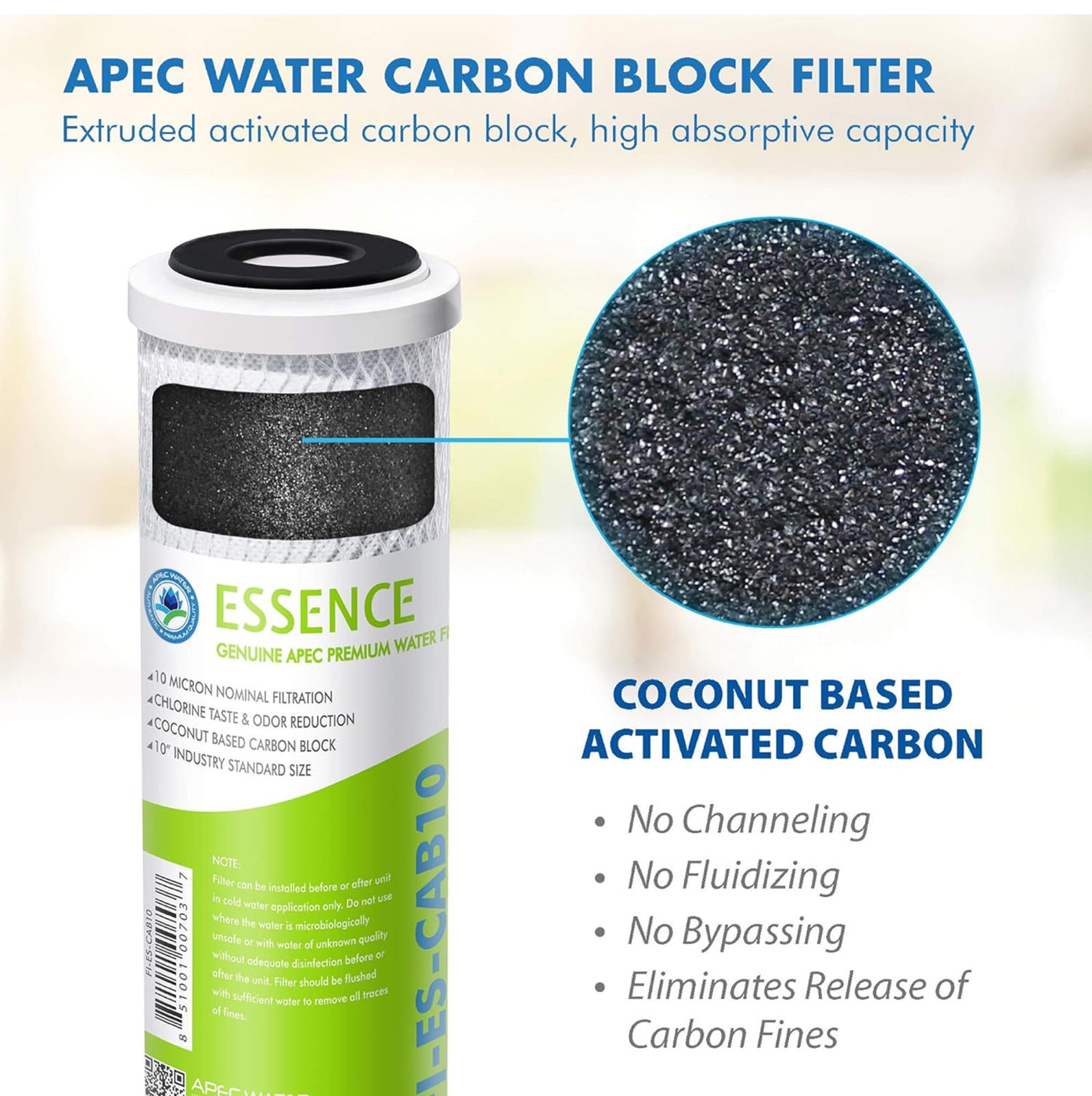 (NEW MSRP 19.95) APEC FI‑ES‑CAB10 10″ Carbon Block RO Water Filter