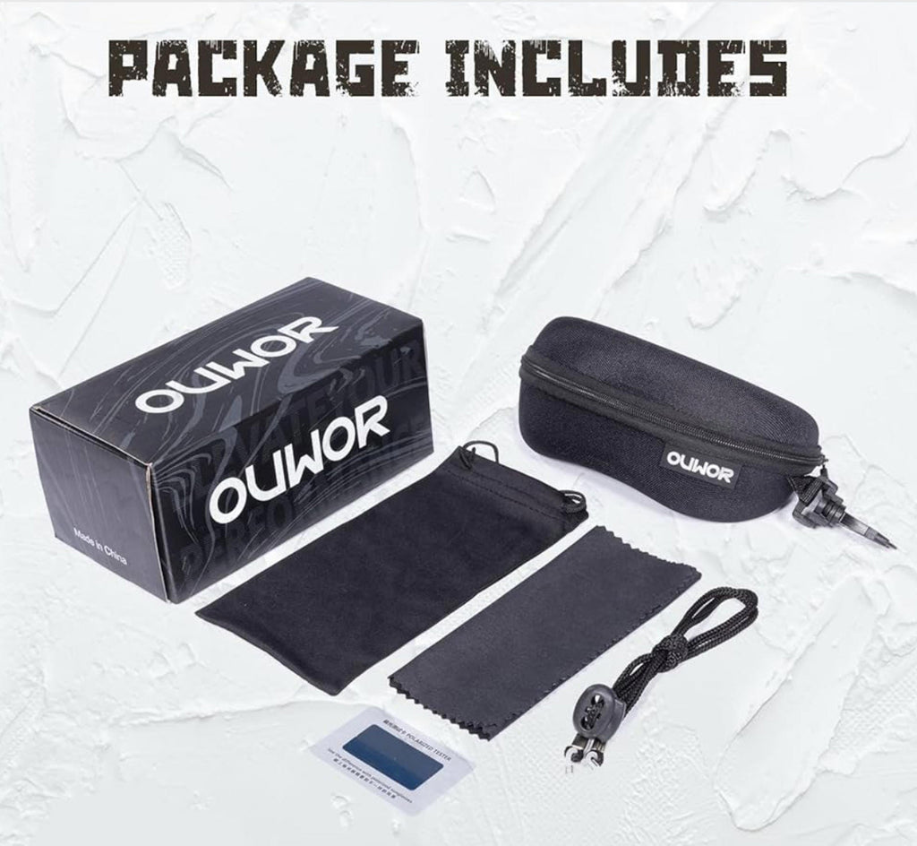 (MSRP $24.99) OUWOR Polarized Cycling Glasses UV400, unisex, Clear & Smoke Lens