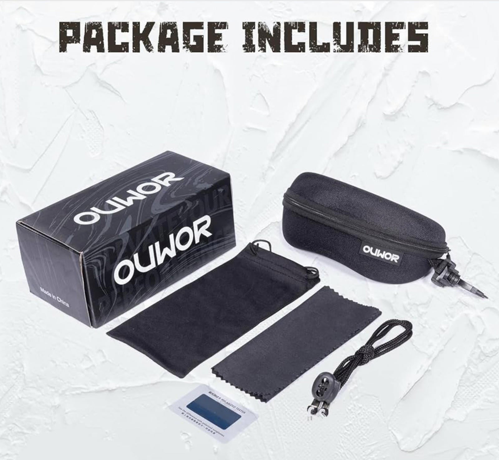 (MSRP $24.99) OUWOR Polarized Cycling Glasses UV400, unisex, Clear & Smoke Lens