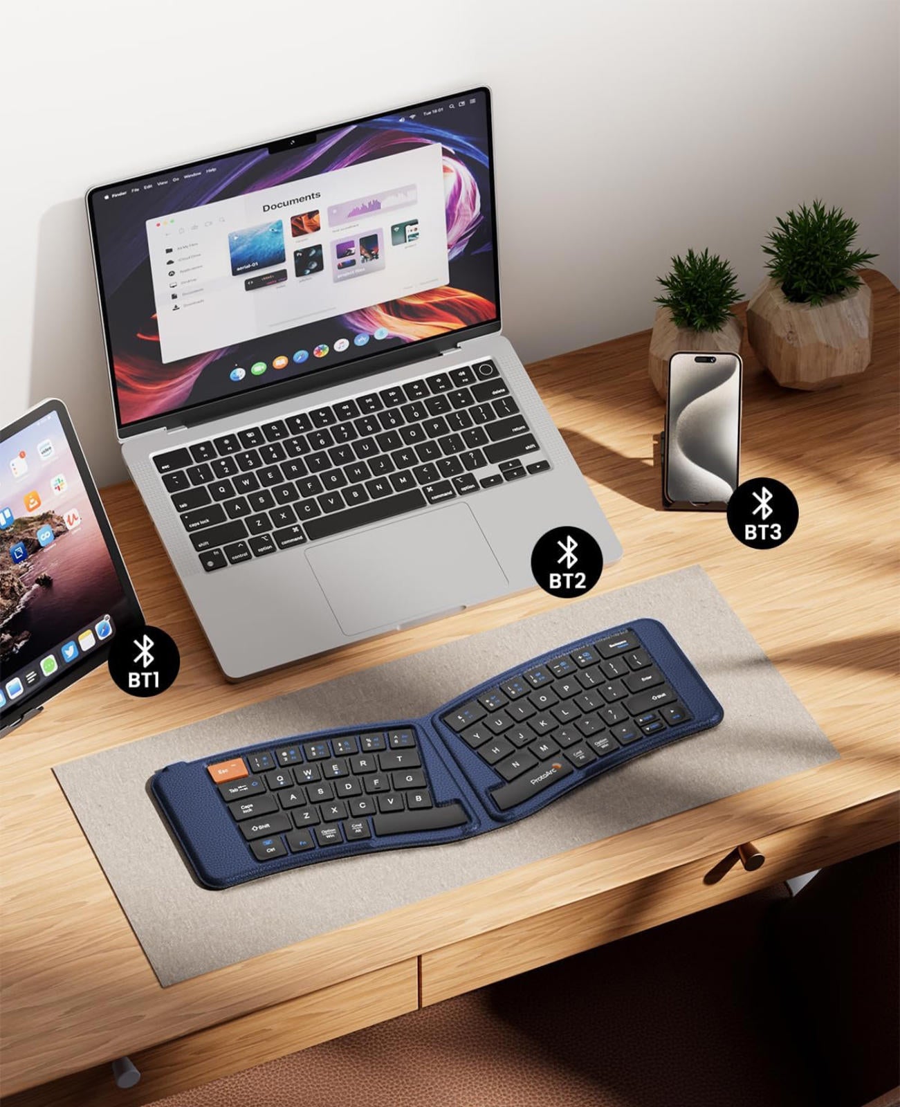 (MSRP $51.99) ProtoArc XK03 Split Foldable Bluetooth Keyboard – Ultra-Slim, Ergo