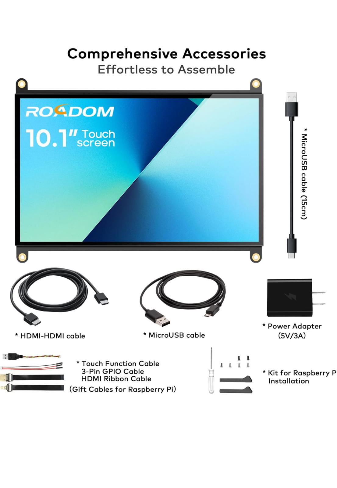 (NEW, MSRP $89.95) 10.1″ Raspberry Pi Touchscreen Monitor, 1024×600, HDMI