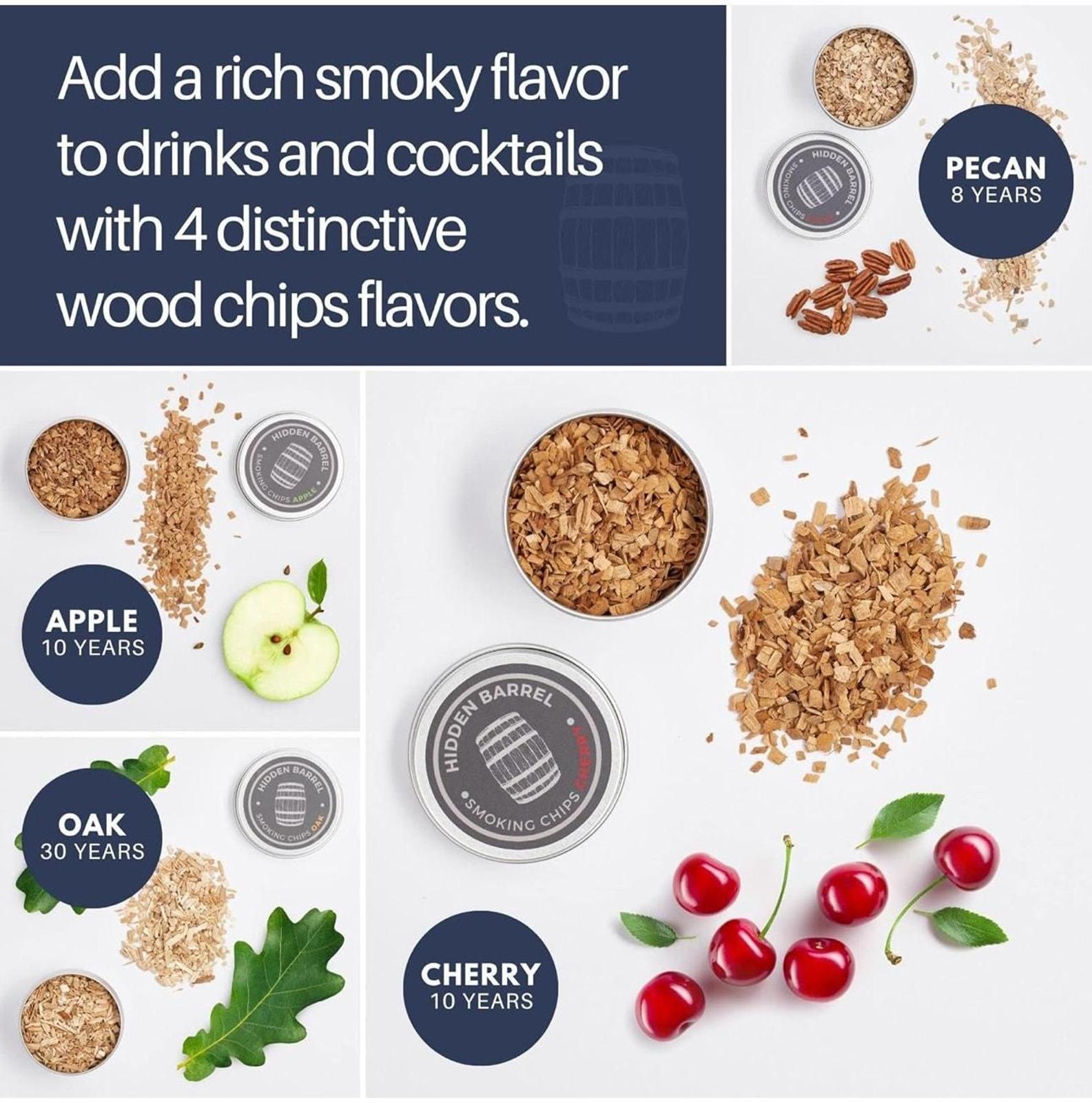 (MSRP $29.99) Cocktail Smoker Kit – Torch 4 Wood Chip Flavors for Cocktails