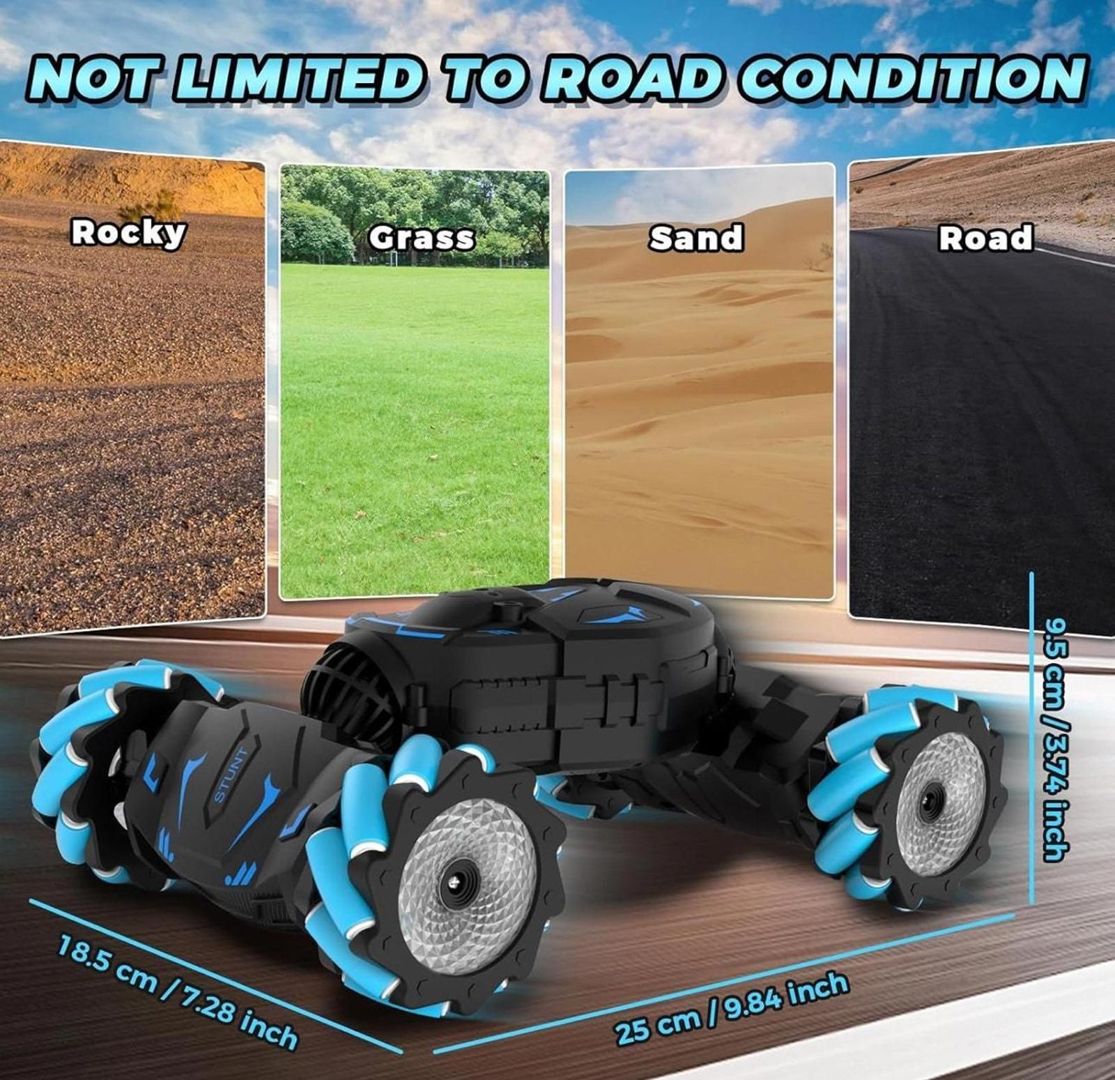 (MSRP $54.99) Gesture RC Stunt Car – 2.4 GHz 4WD, 360° Spins, Lights & Music