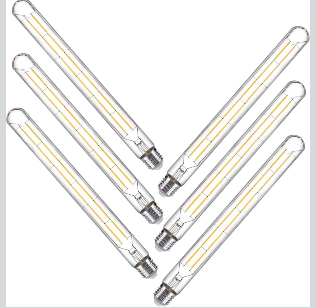 (MSRP $39.95) Pack of 6: 12W Edison-Style LED T10 Tubular Bulb – Dimmable E26