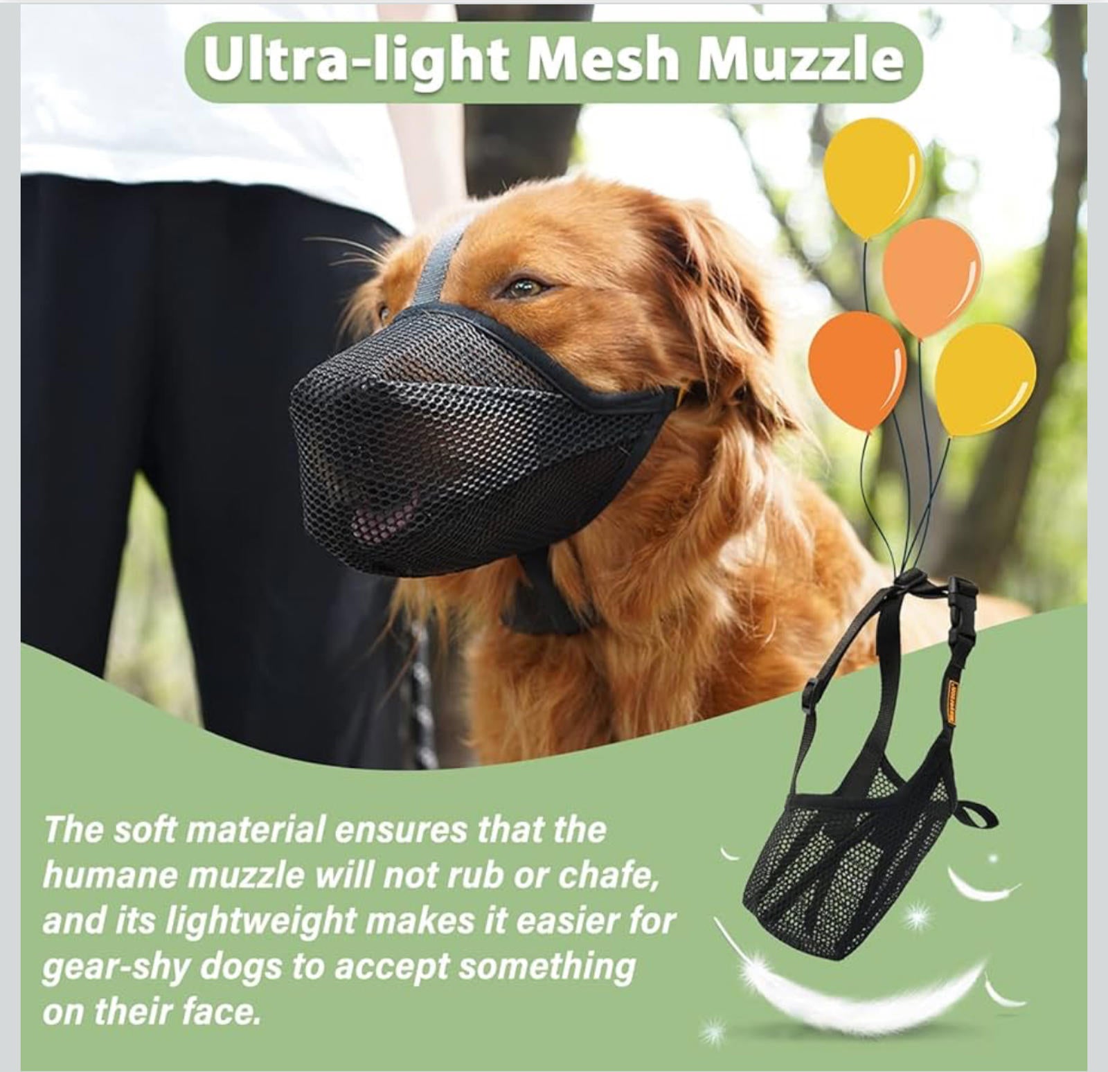 (NEW MSRP $19.95) Mayerzon Soft Mesh Dog Muzzle (XS) – Lightweight & Breathable