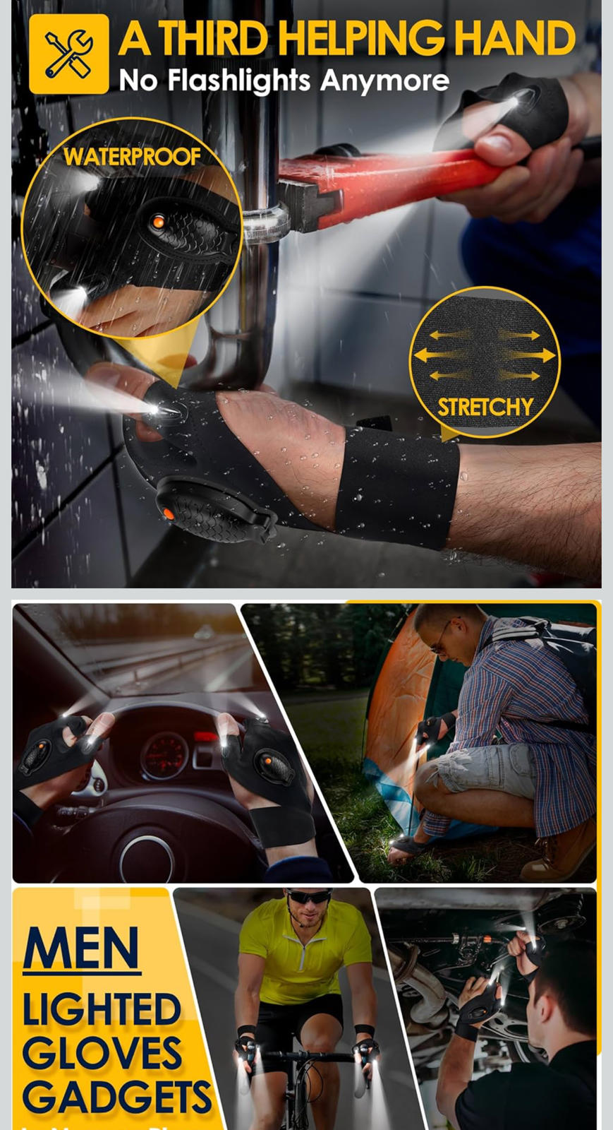 (MSRP $16.99) HANPURE LED Flashlight Gloves – Hands-Free Illumination Gloves