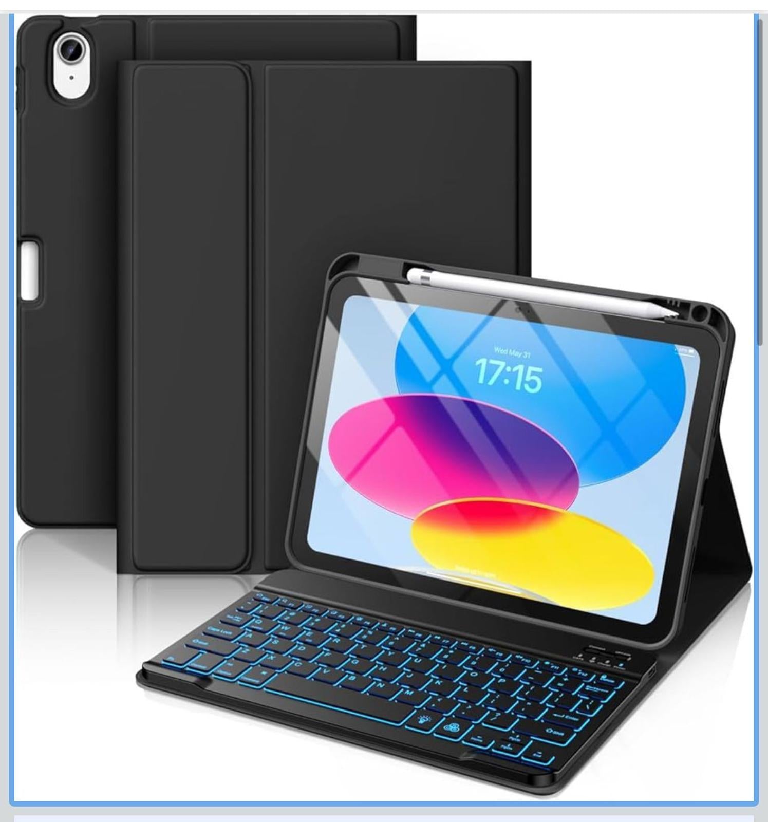 (MSRP $35.98) Hamile iPad 11/10th Gen (LILAC) Case with backlit Keyboard