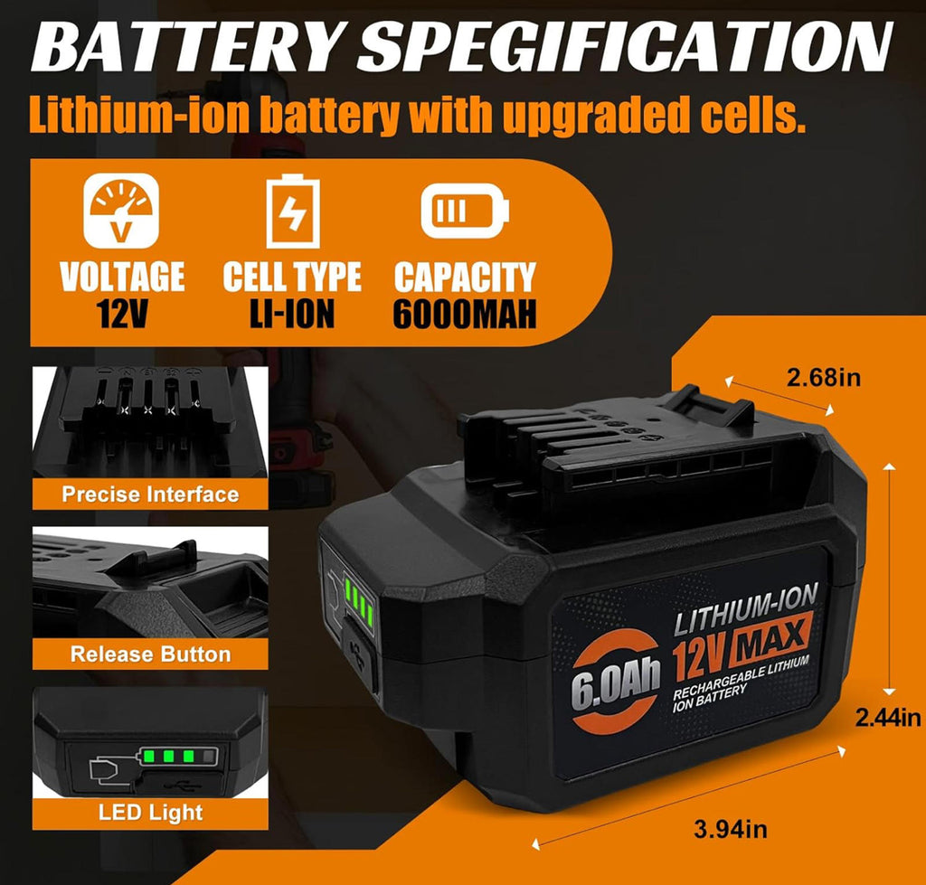 (MSRP $49.99) PWRCORE 12V 6.0Ah Lithium-Ion Battery – fits SKIL tools